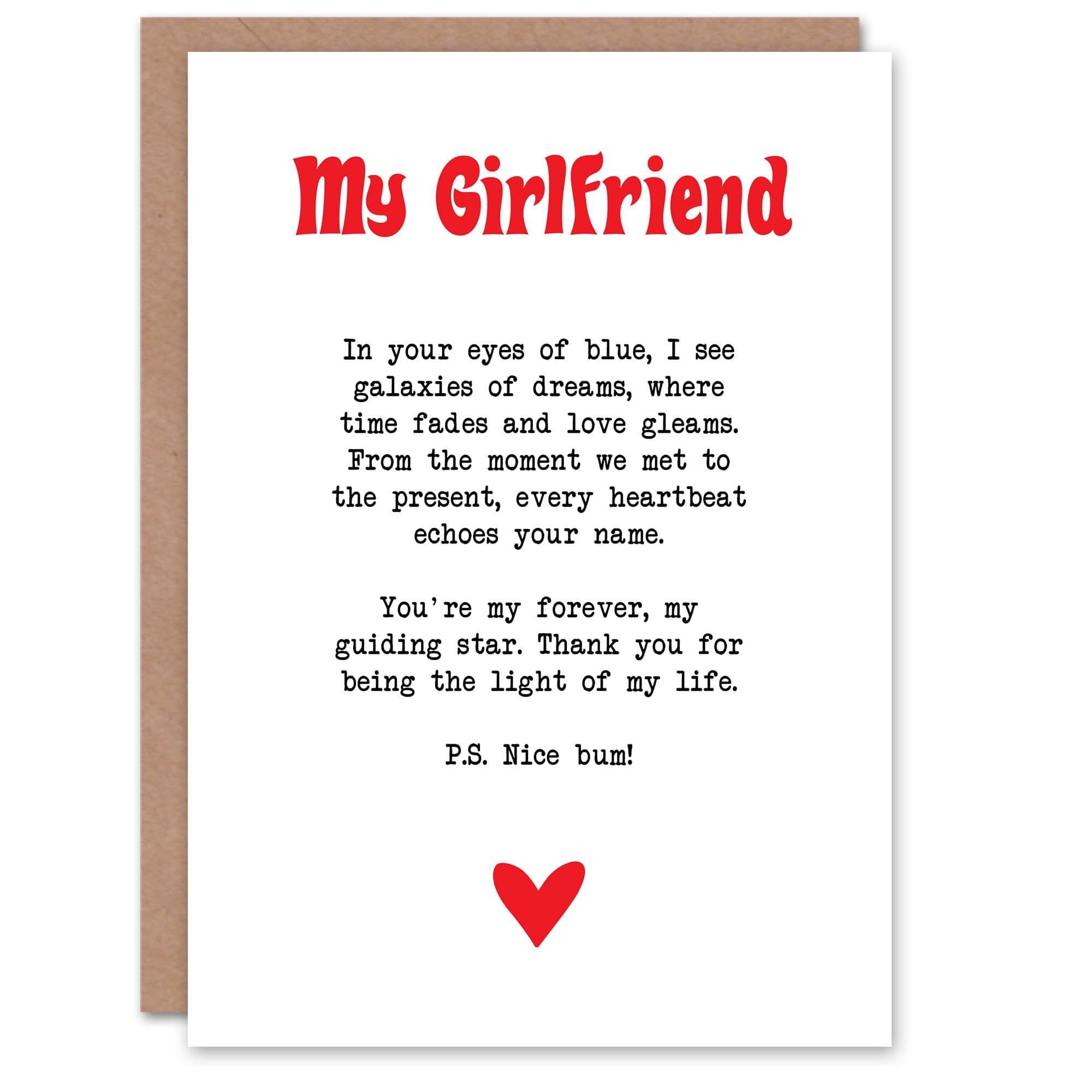 Greeting Card Love Poem Blue Eyes Girlfriend Romantic Valentine's Day