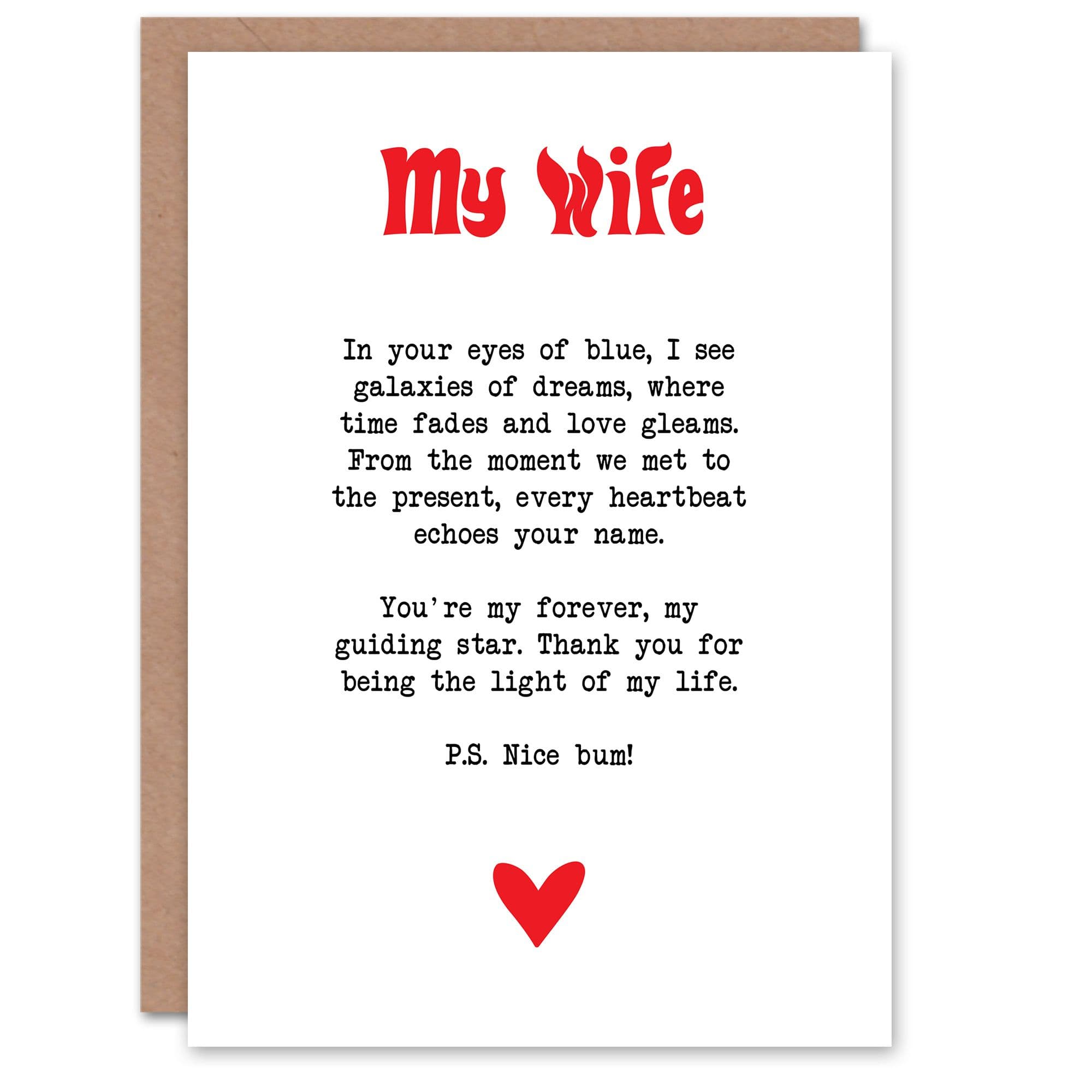 Greeting Card Love Poem Eyes Wife Romantic Poetry Fun Anniversary