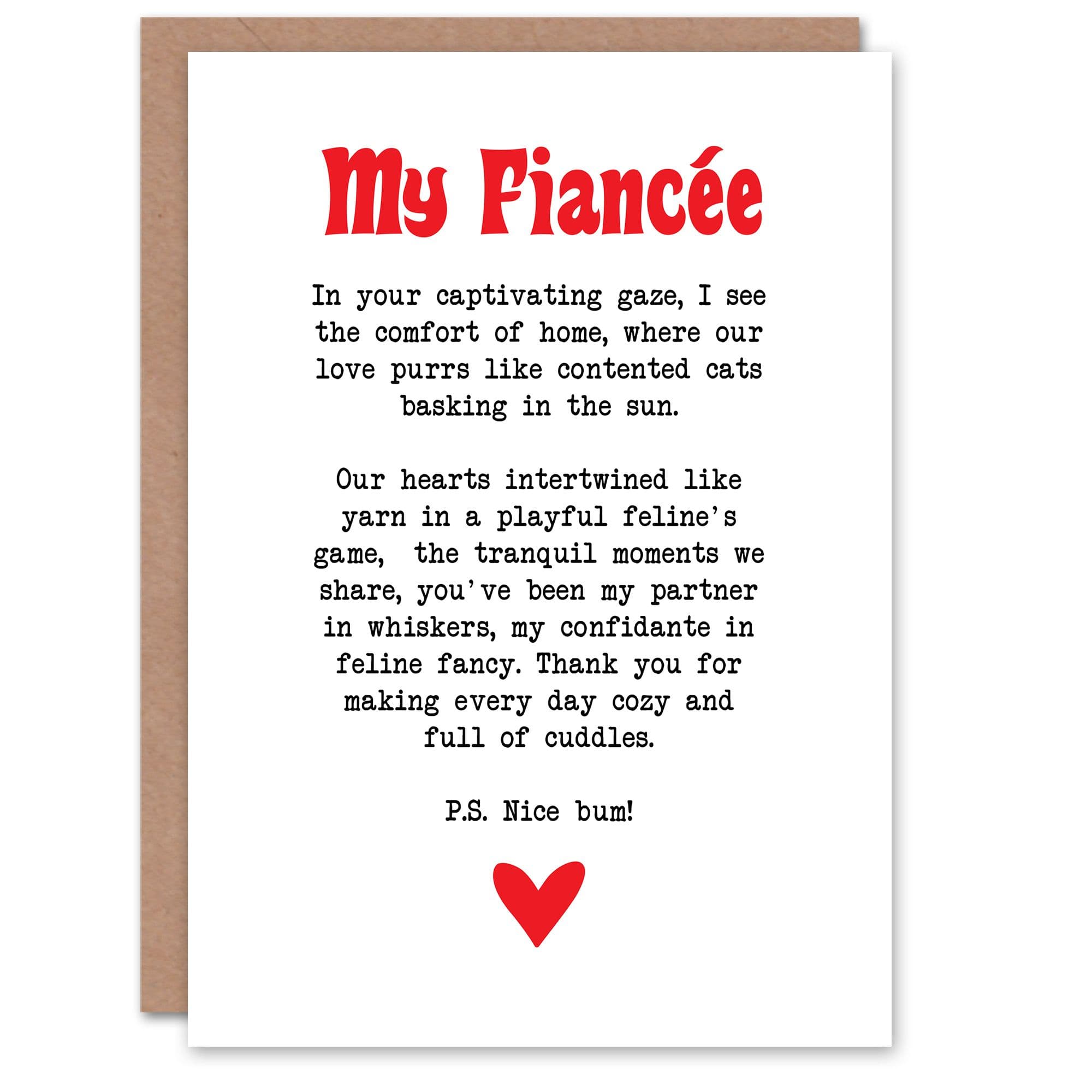 Greeting Card Love Poem Cat Lover Fiancée Romantic Fun Valentine's Day