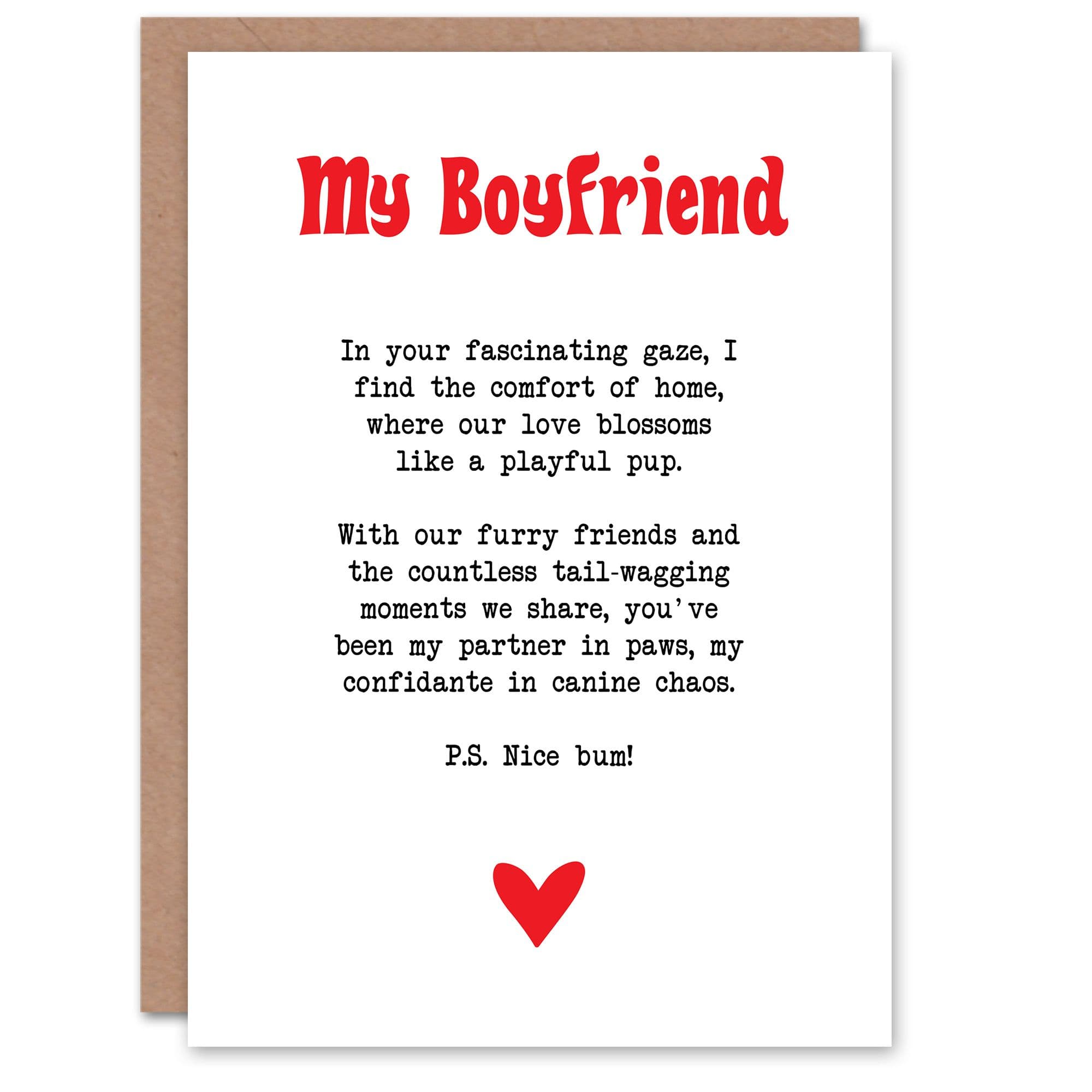 Greeting Card Love Poem Dog Lover Boyfriend Romantic Poetry Fun