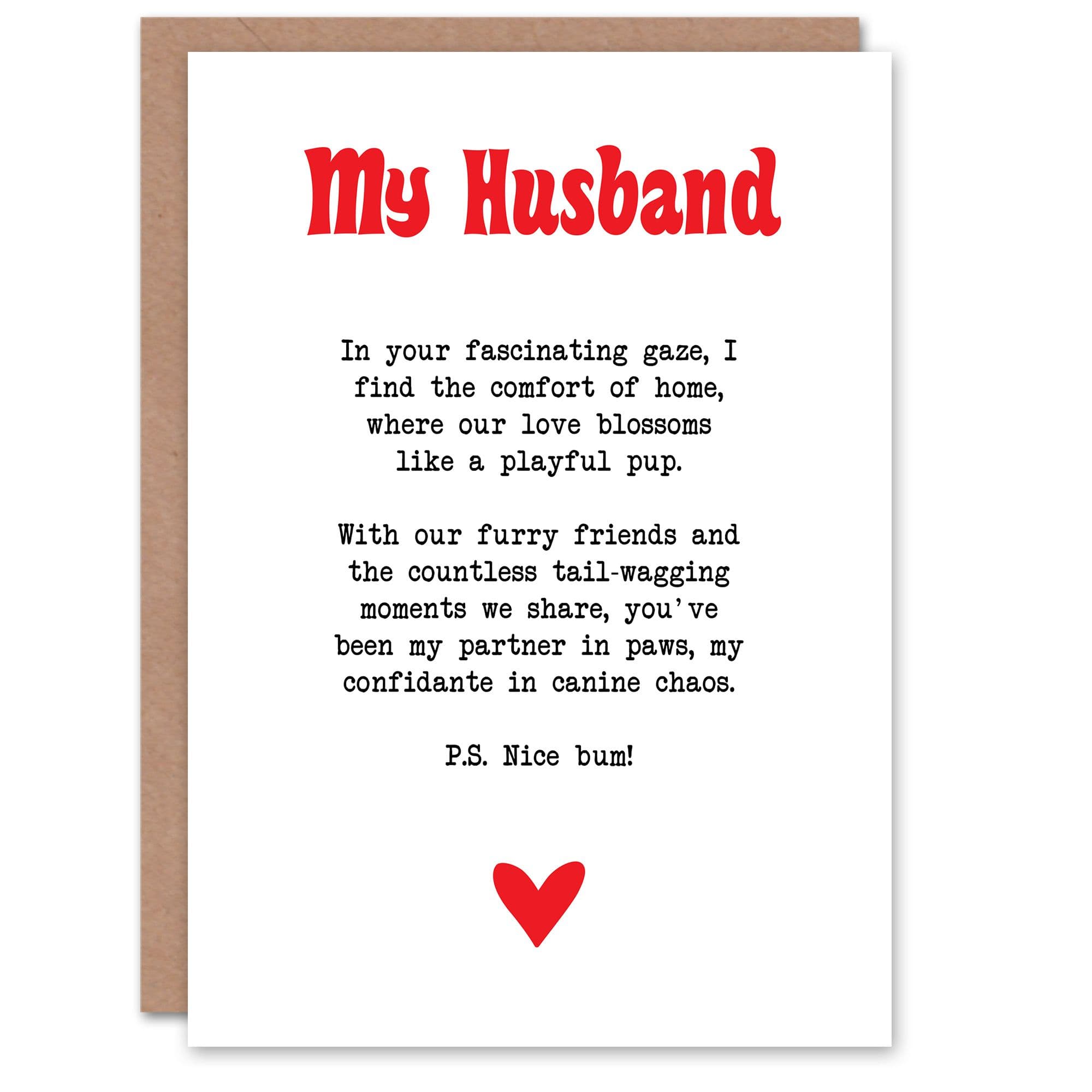 Greeting Card Love Poem Dog Lover Husband Romantic Poetry Anniversary