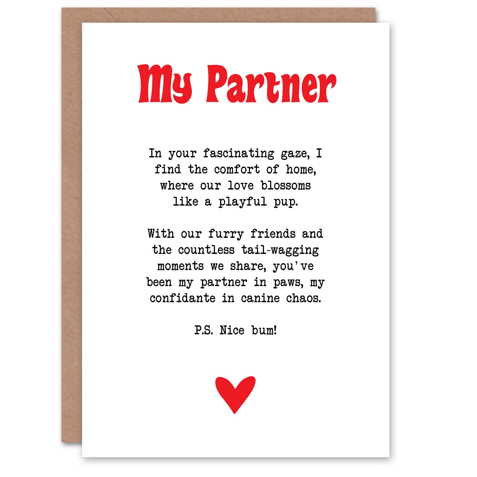 Greeting Card Love Poem Dog Lover Partner Romantic Poetry Anniversary