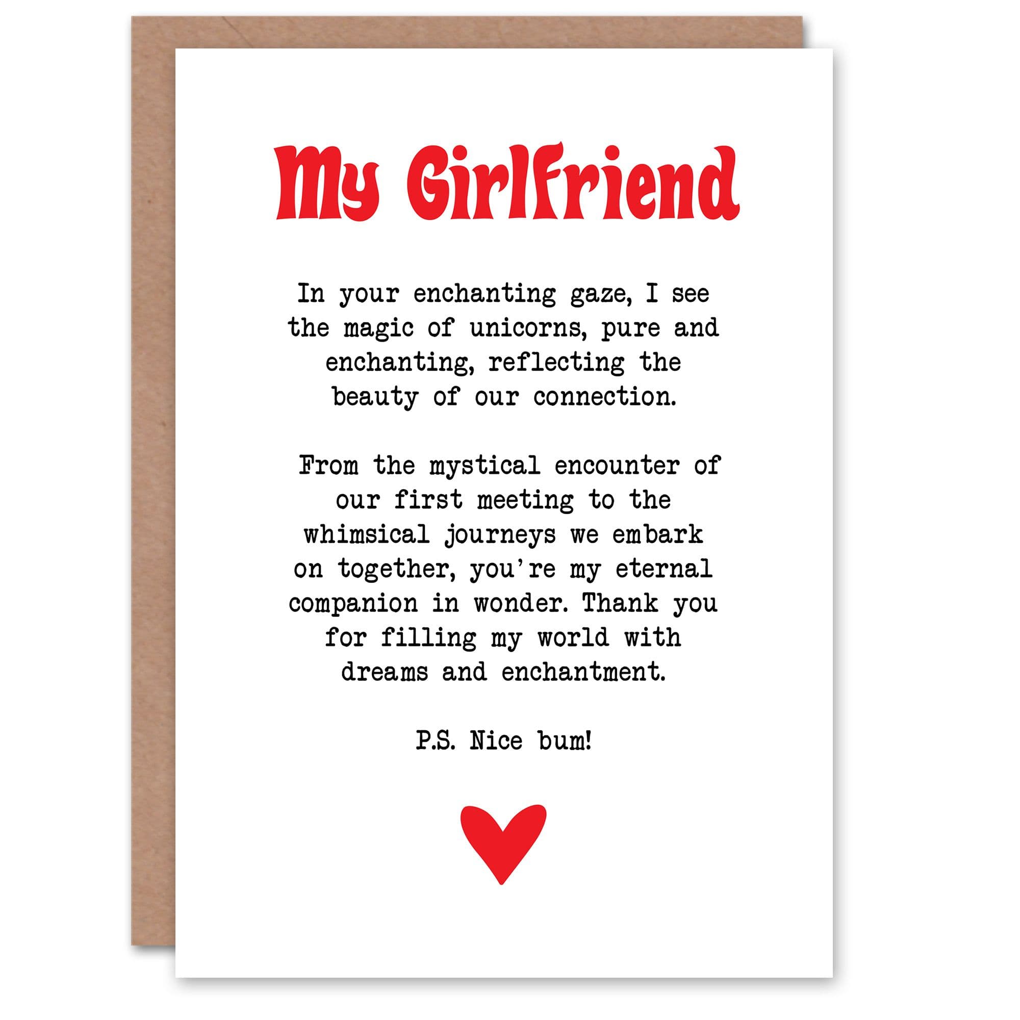 Greeting Card Love Poem Unicorn Magic Girlfriend Romance Poetry