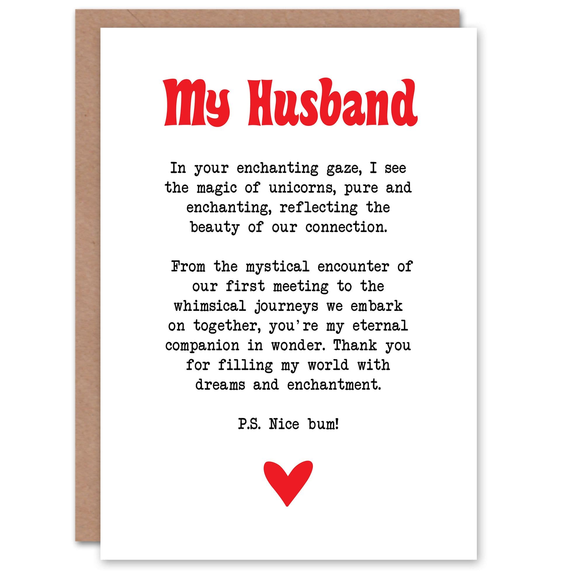 Greeting Card Love Poem Unicorn Magic Husband Romantic Anniversary