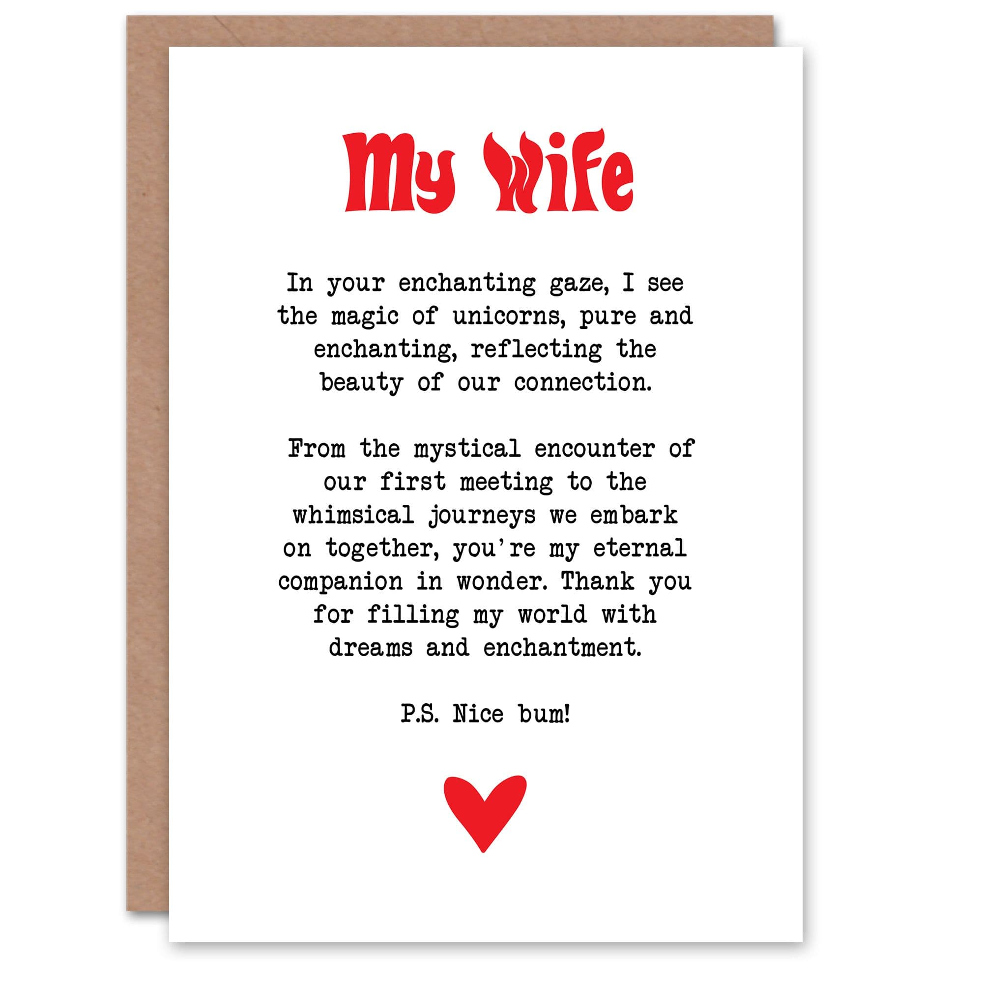 Greeting Card Love Poem Unicorn Magic Wife Romantic Poetry Anniversary