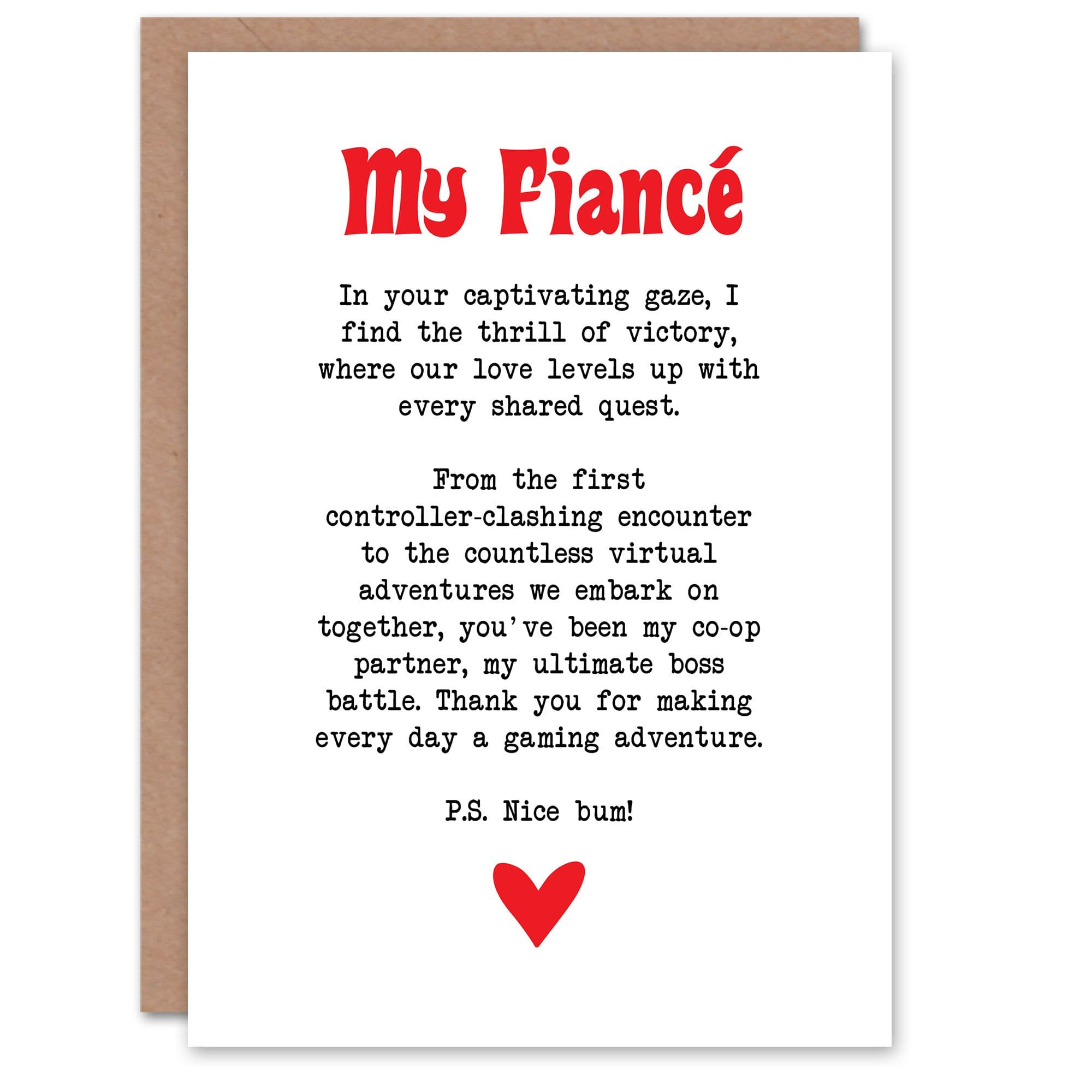 Greeting Card Love Poem Gamer Nerd Fiancé Romantic Poetry Fun
