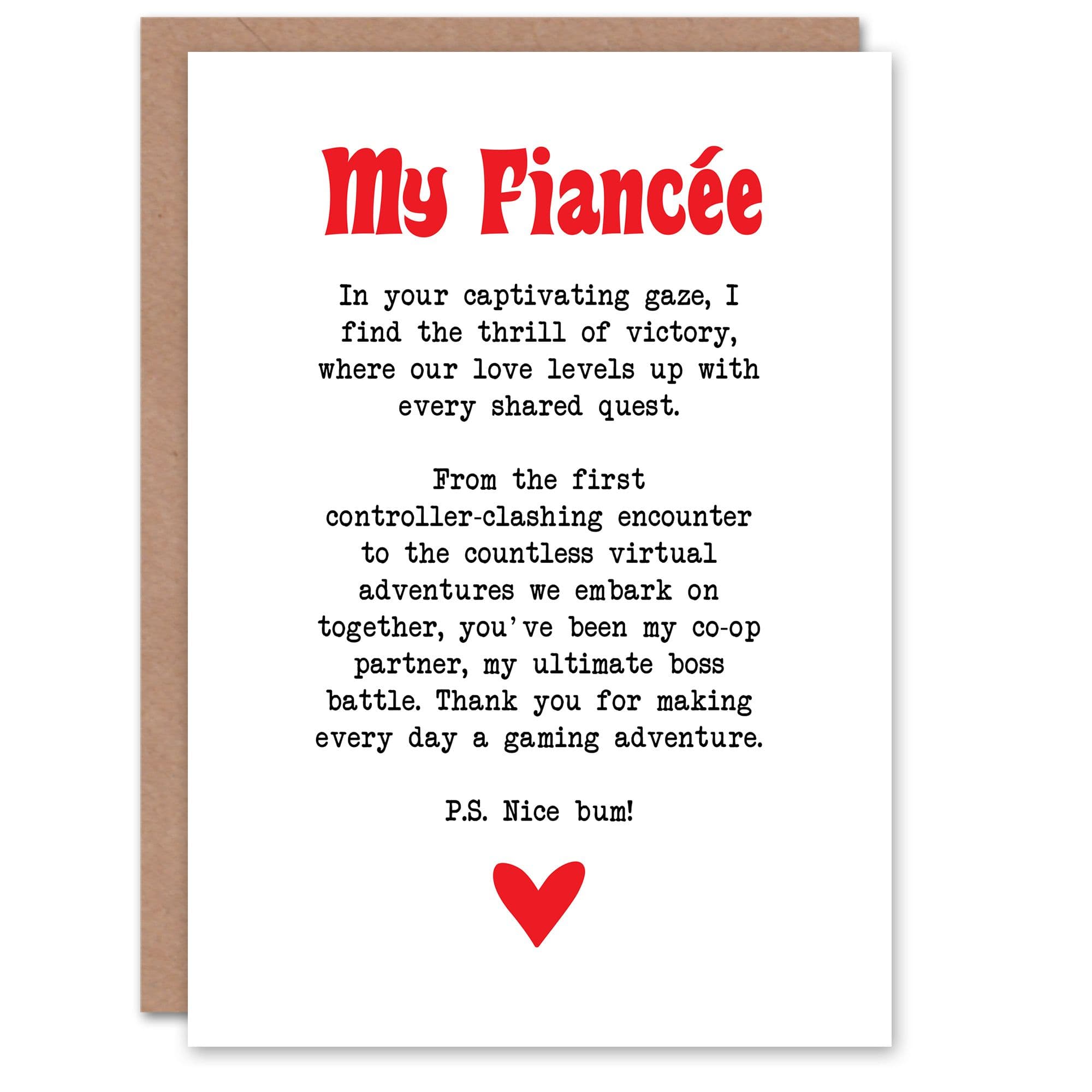 Greeting Card Love Poem Gamer Nerd Fiancée Romantic Poetry Fun