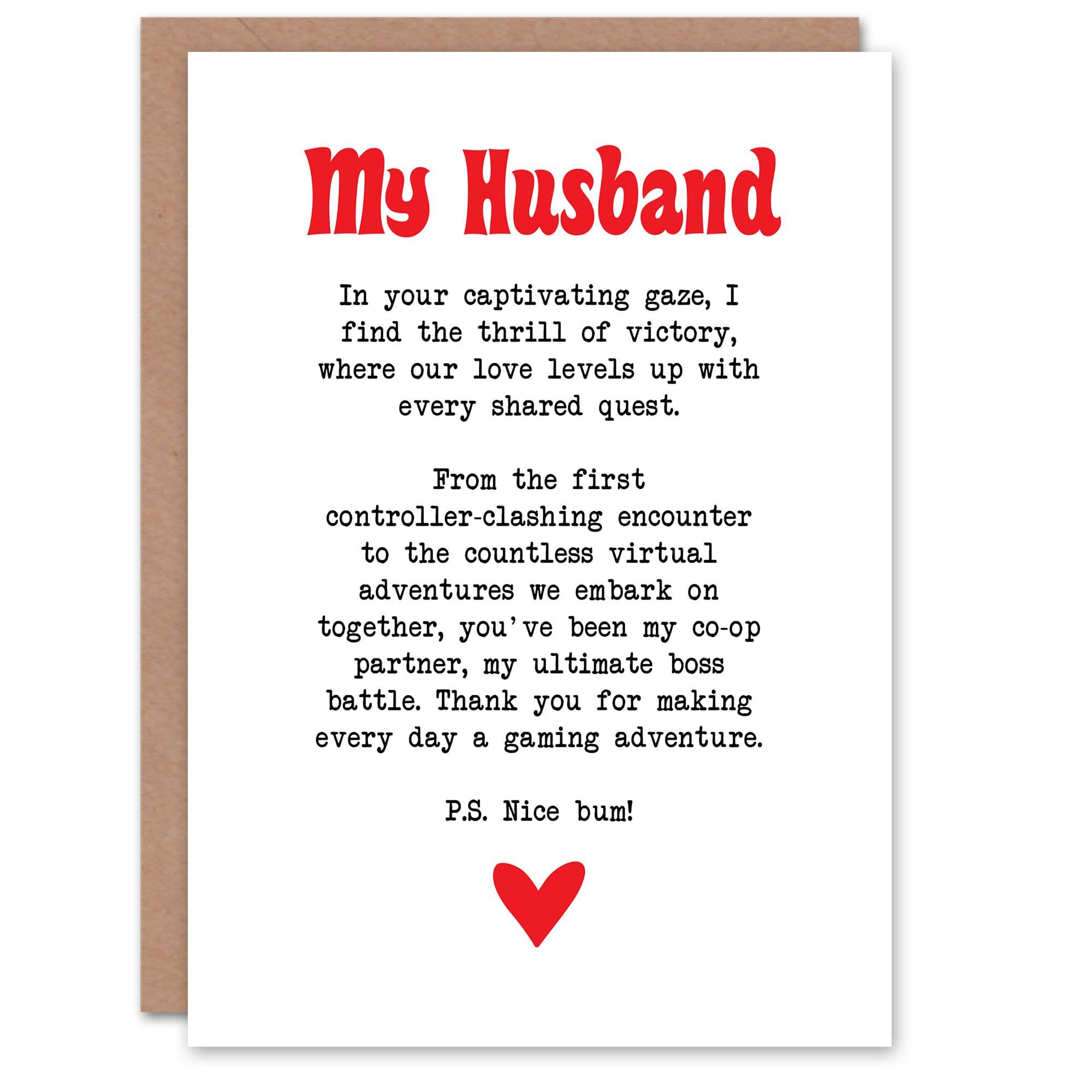 Greeting Card Love Poem Gamer Nerd Husband Romantic Poetry Anniversary