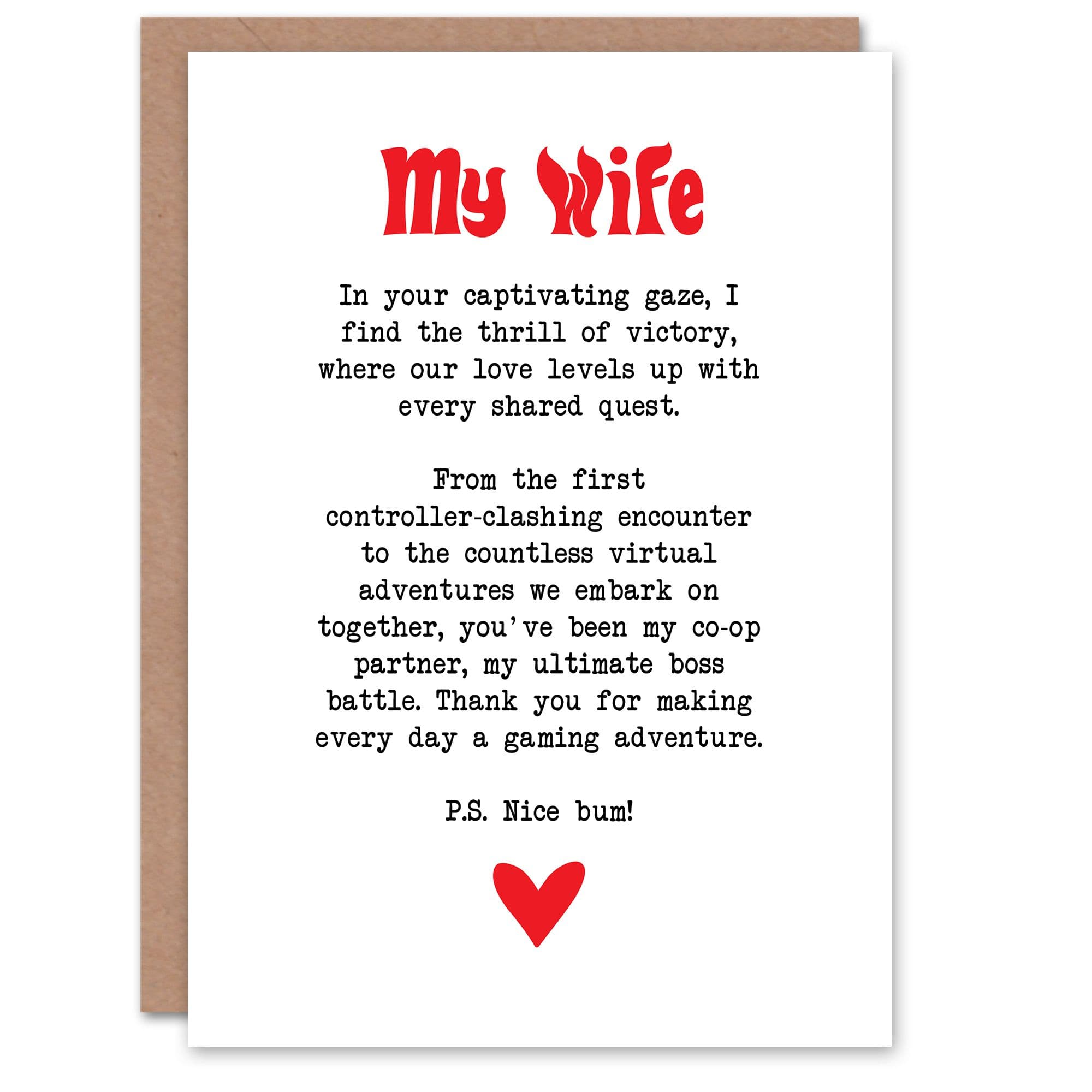 Greeting Card Love Poem Gamer Nerd Wife Romantic Poetry Anniversary