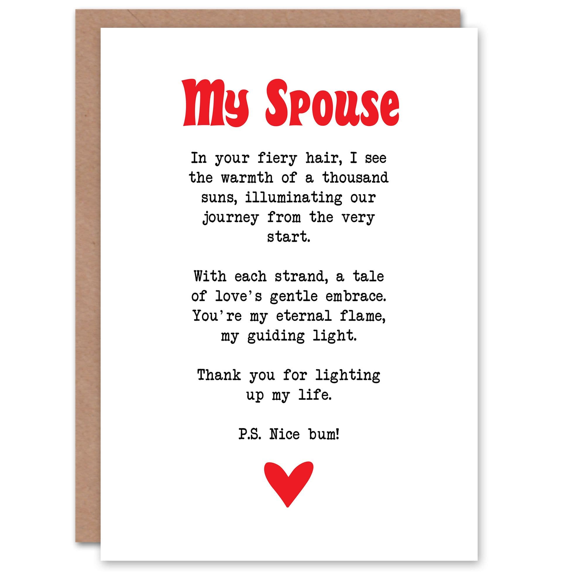 Greeting Card Love Poem Ginger Spouse Romantic Funny Anniversary