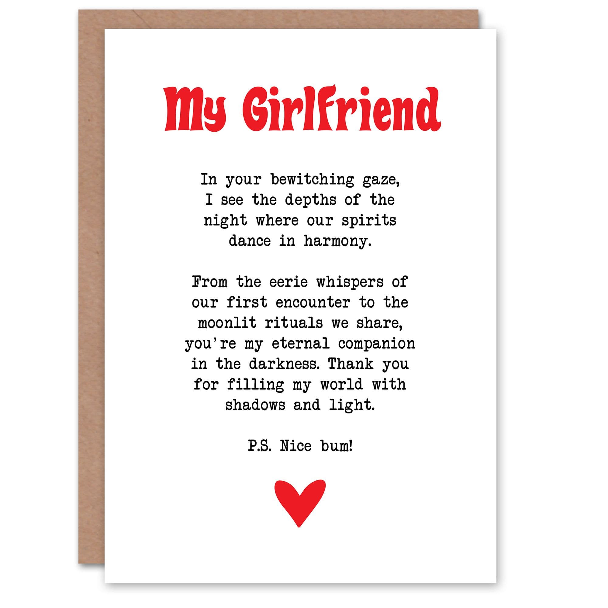 Greeting Card Love Poem Goth Girlfriend Romantic Fun Valentine's Day