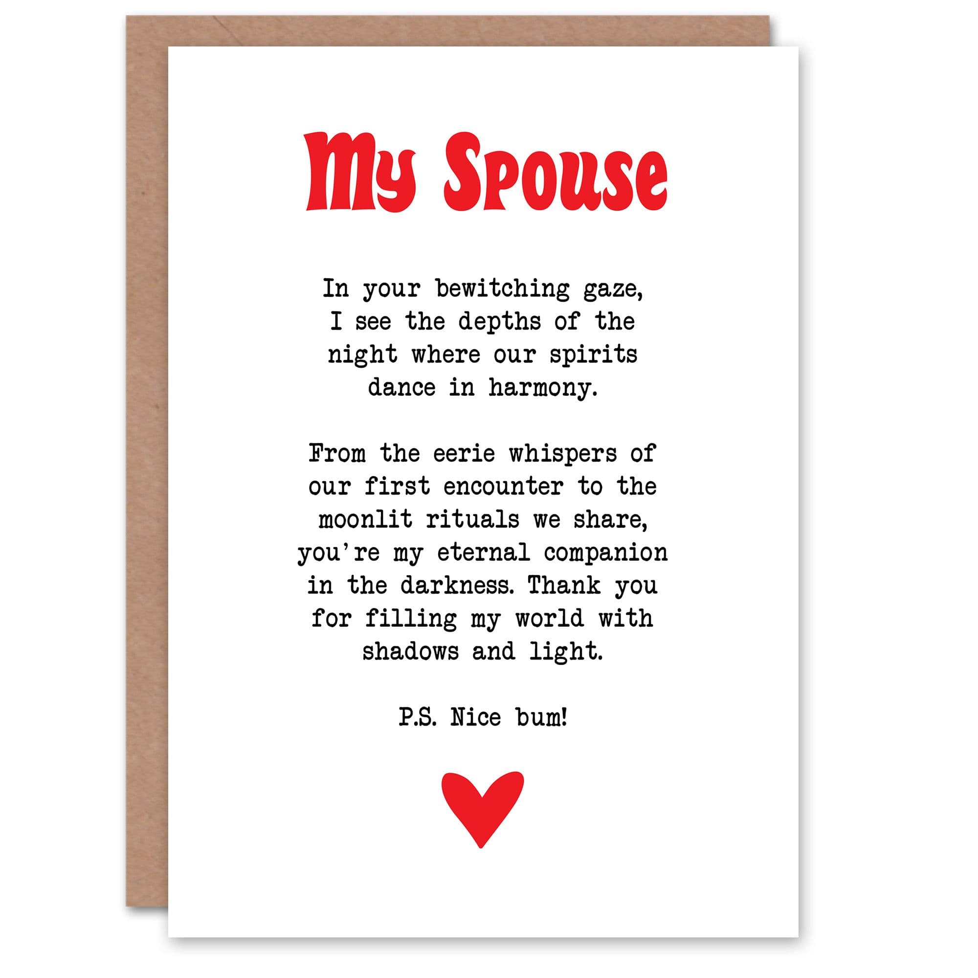 Greeting Card Love Poem Goth Spouse Romantic Poetry Fun Anniversary