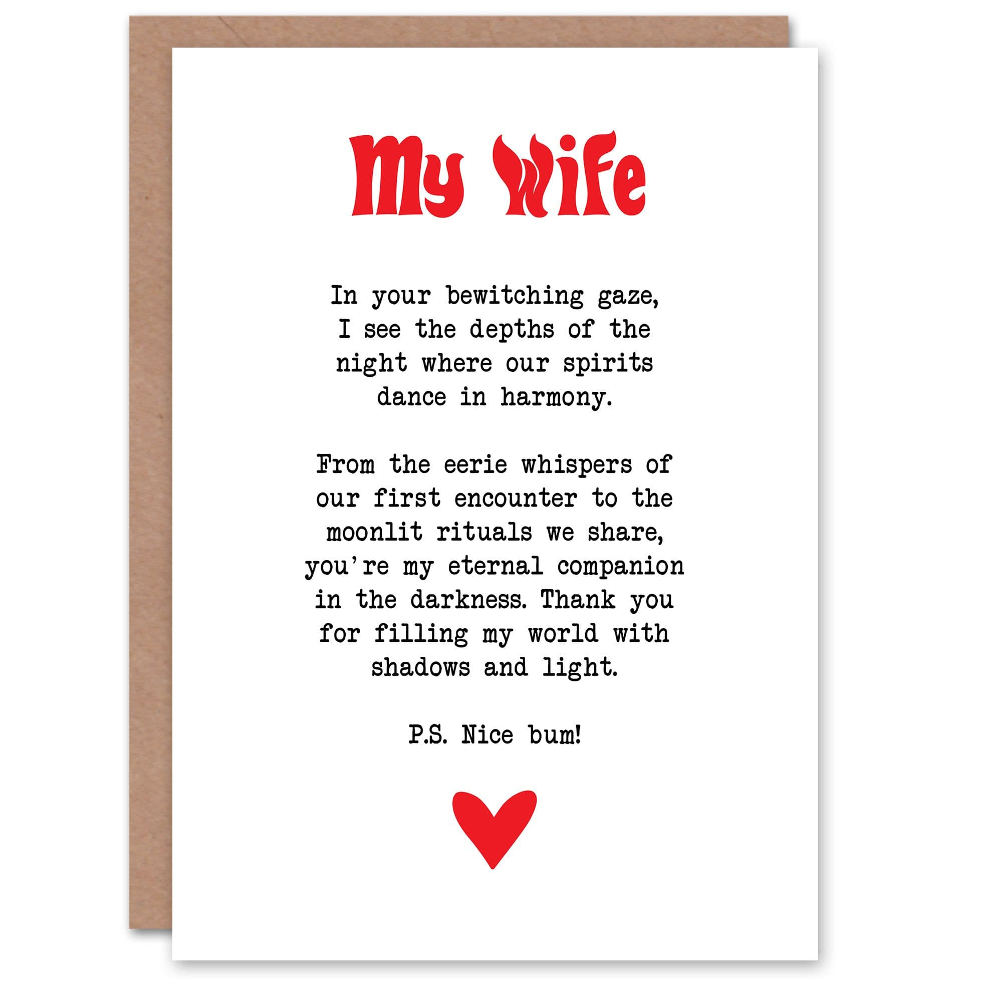 Greeting Card Love Poem Goth Wife Romantic Poetry Fun Anniversary