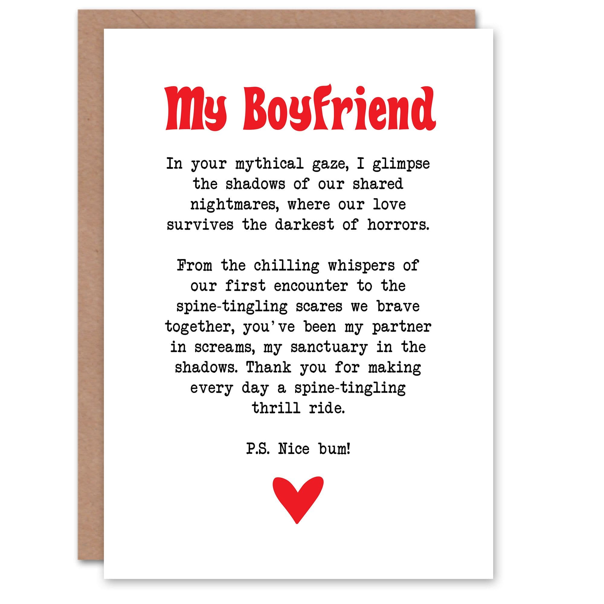 Greeting Card Love Poem Horror Fan Boyfriend Romantic Valentine's Day