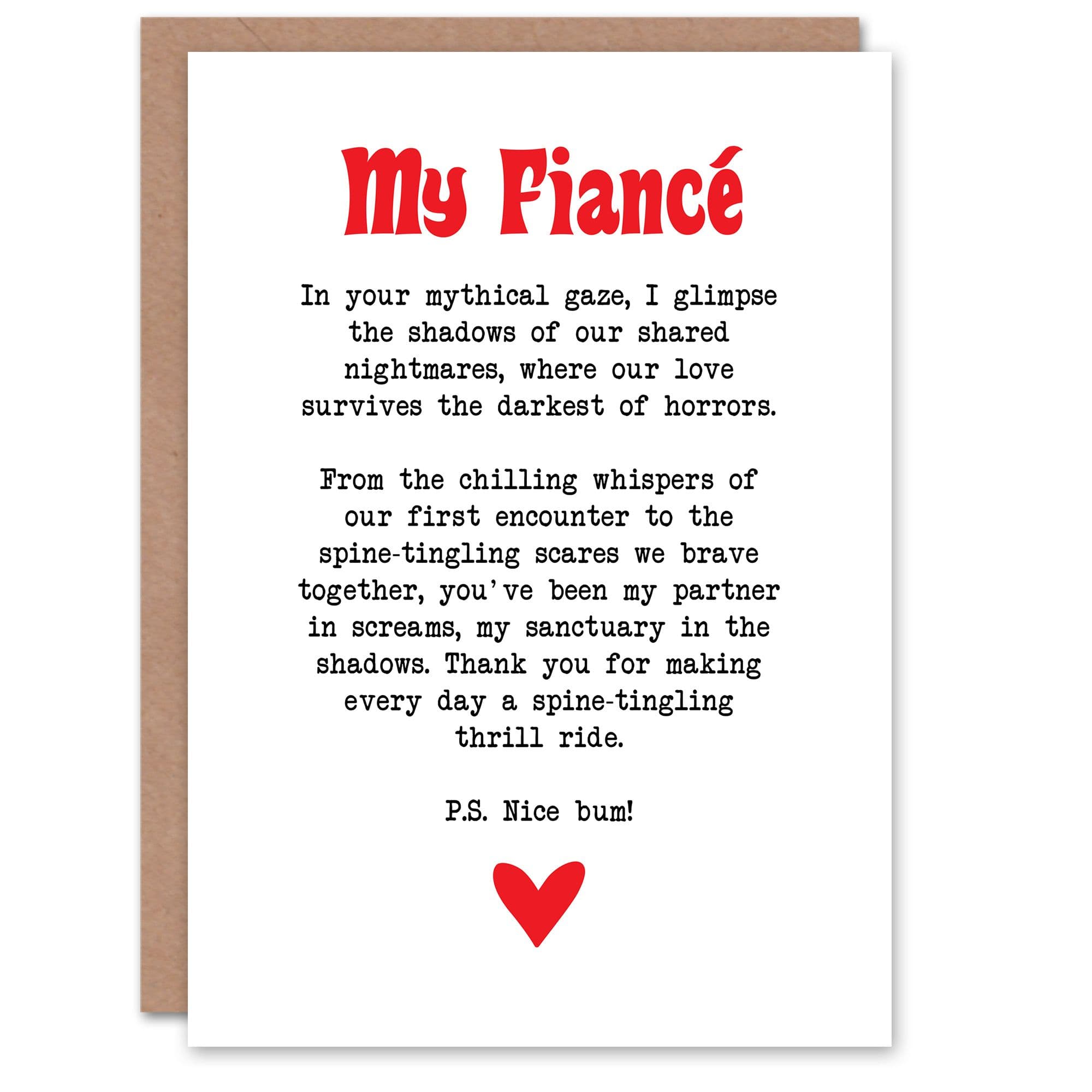 Greeting Card Love Poem Horror Fan Fiancé Romantic Fun Veterans Day