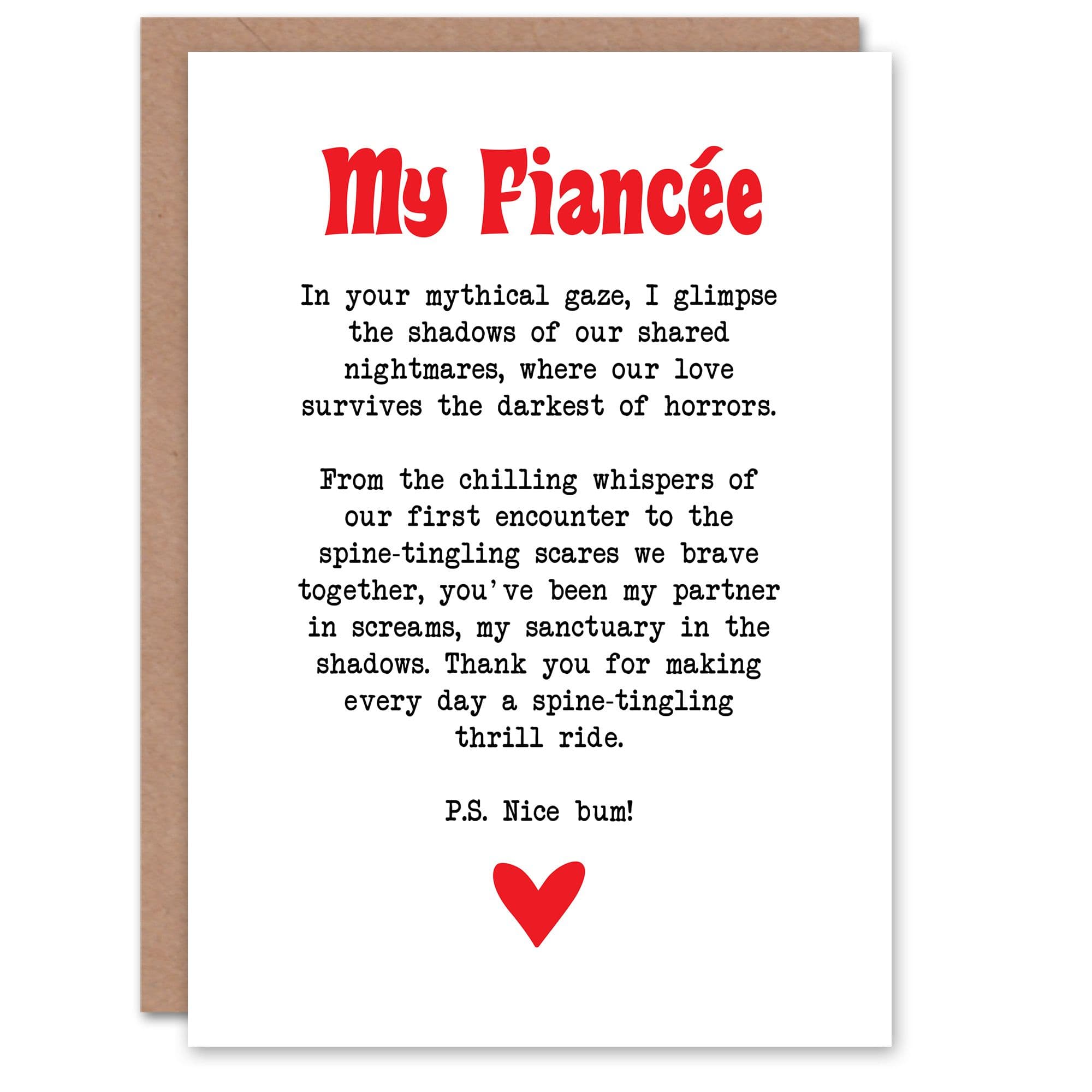 Greeting Card Love Poem Horror Fan Fiancée Romantic Poetry Fun