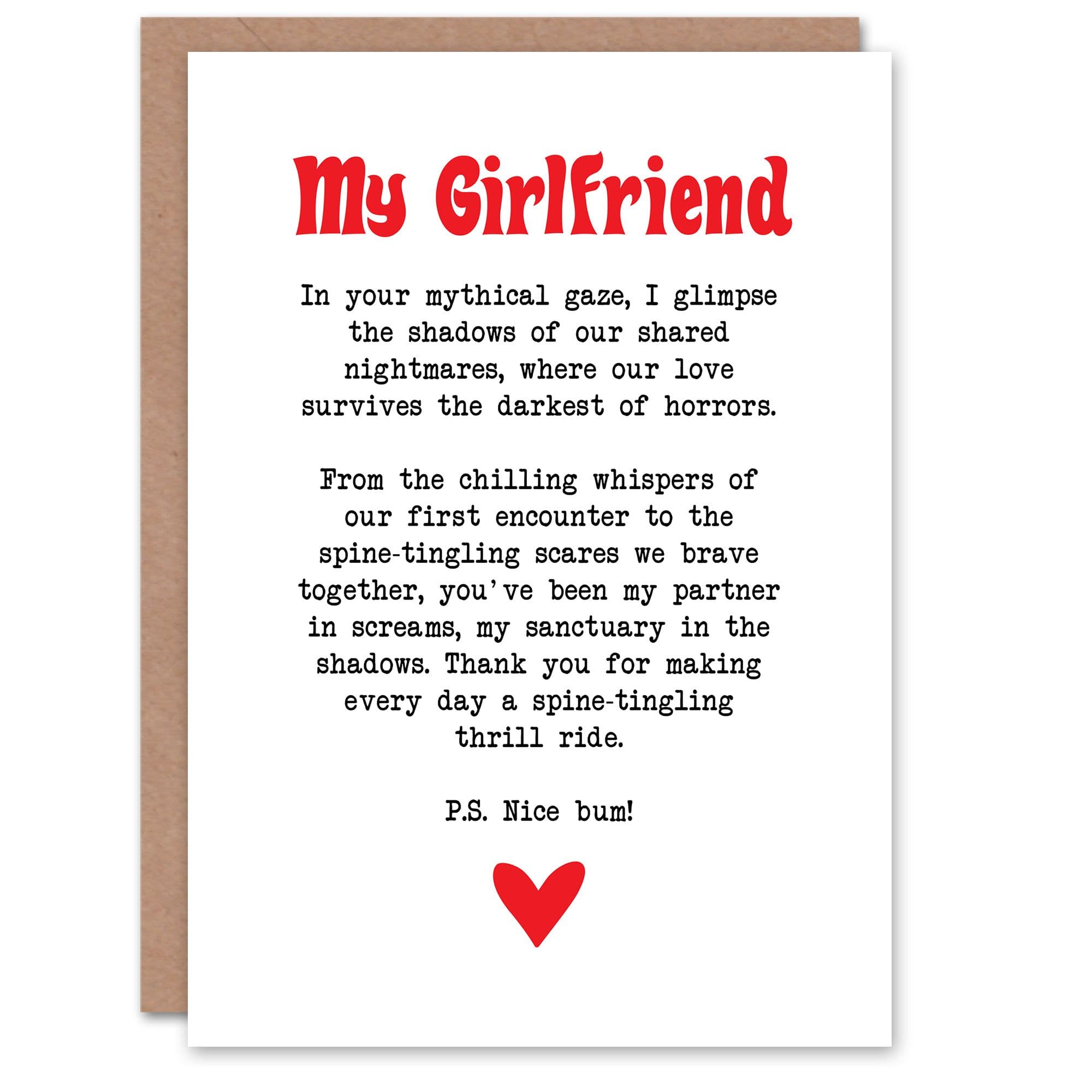 Greeting Card Love Poem Horror Fan Girlfriend Romantic Poetry