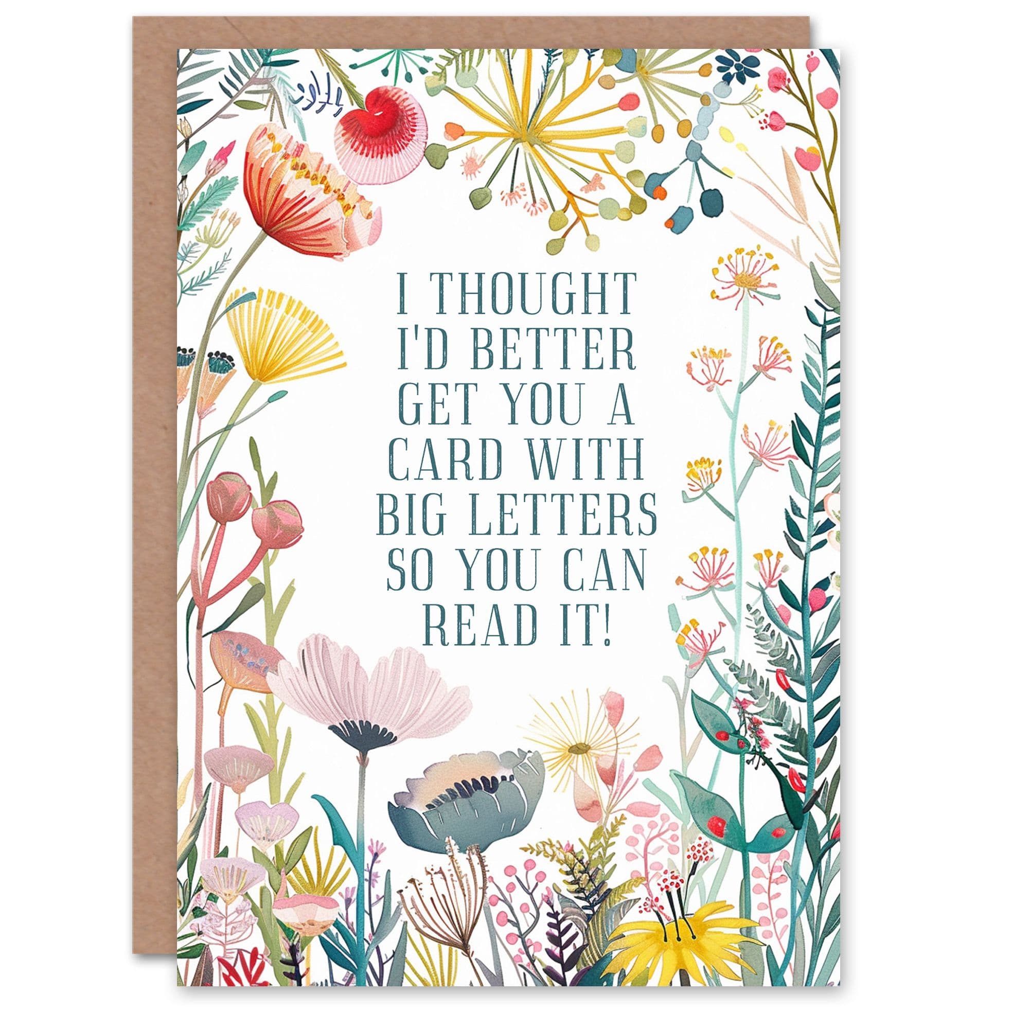 Greeting Card Happy Flowers Big Letters Old Age Joke Funny Birthday