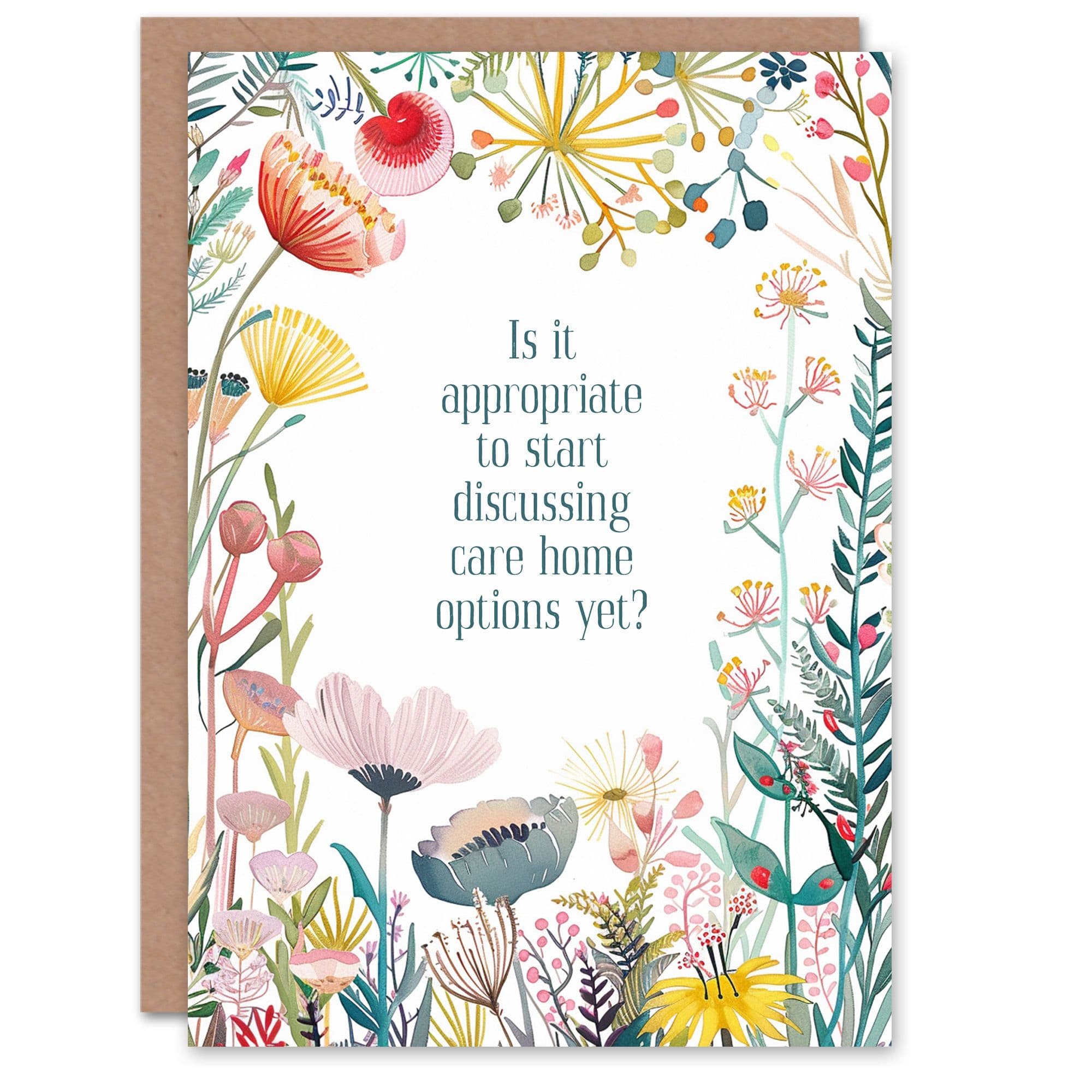 Greeting Card Happy Flowers Care Home Options Funny Cheeky Birthday