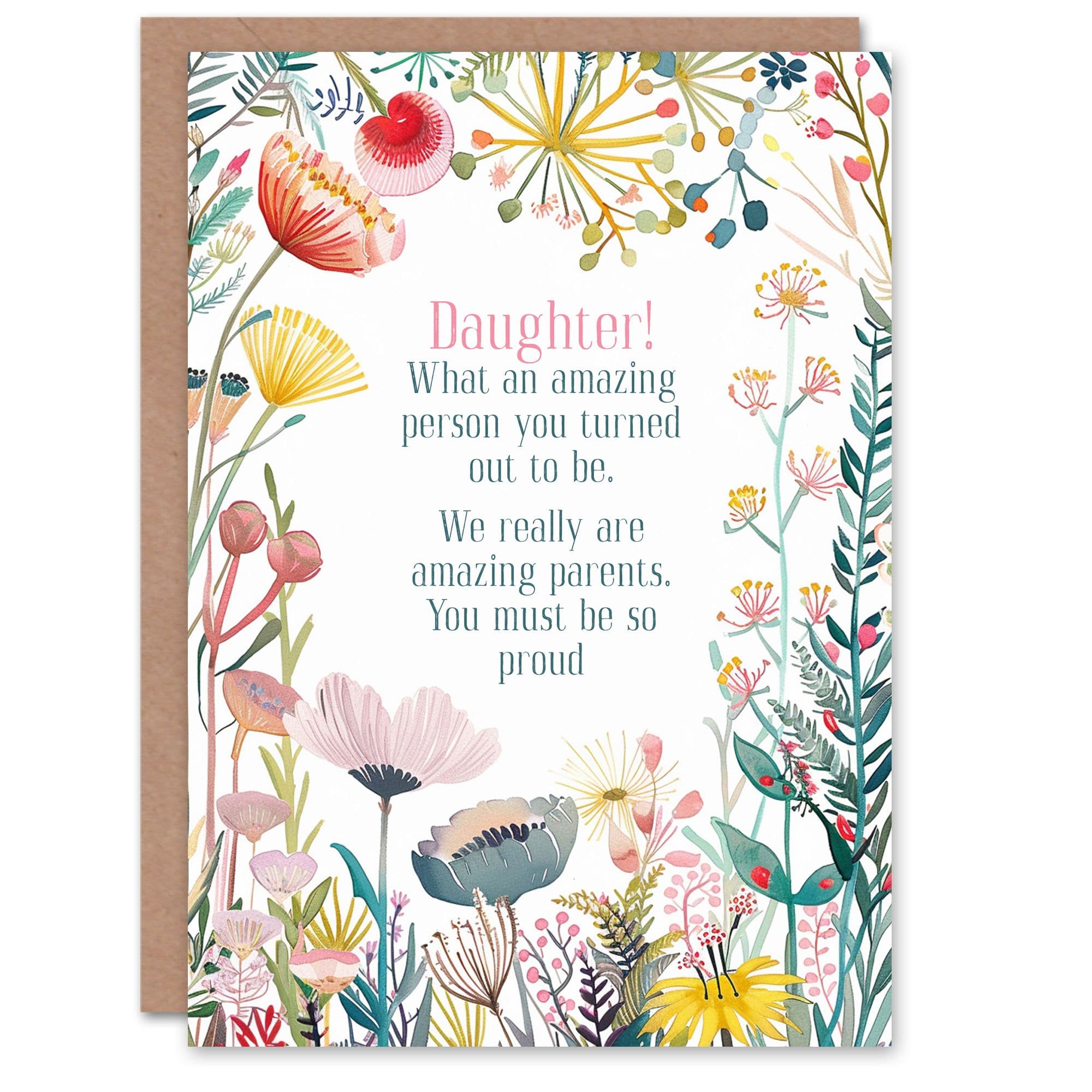 Greeting Card Happy Flowers Daughter Amazing Parents Funny Birthday