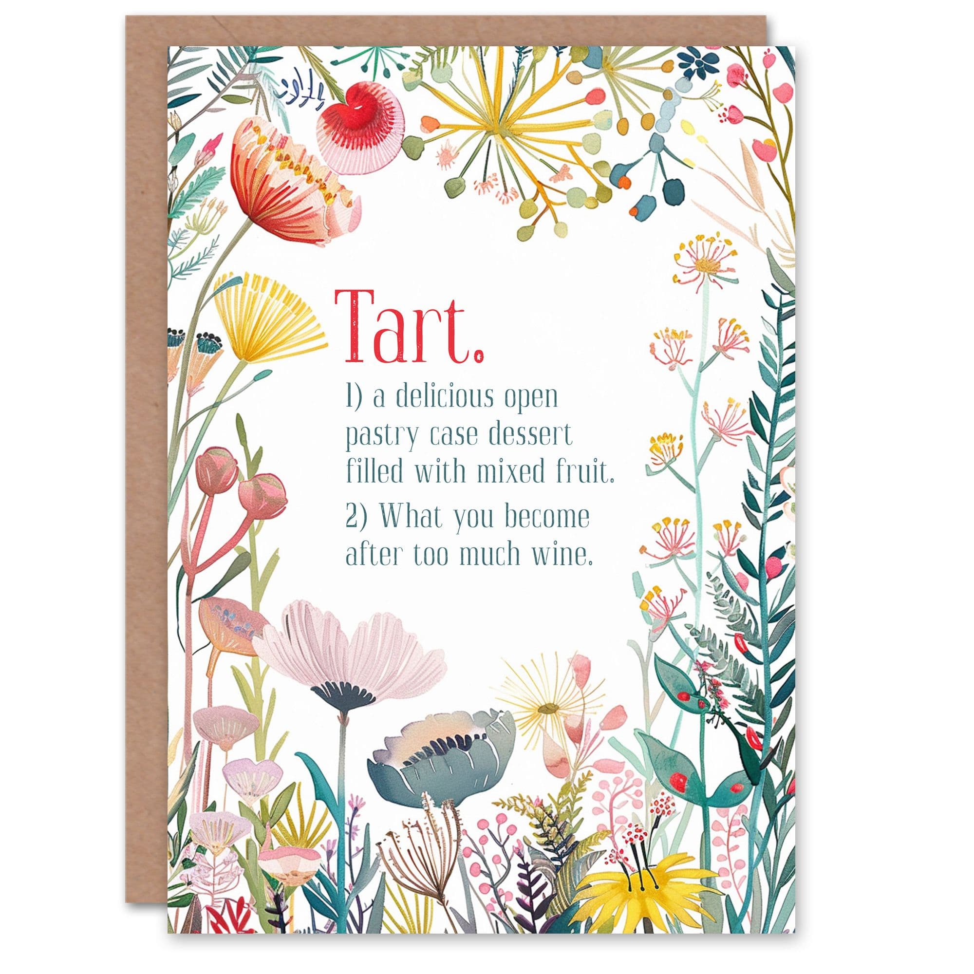 Greeting Card Happy Flowers Tart Definition Funny Cheeky Birthday