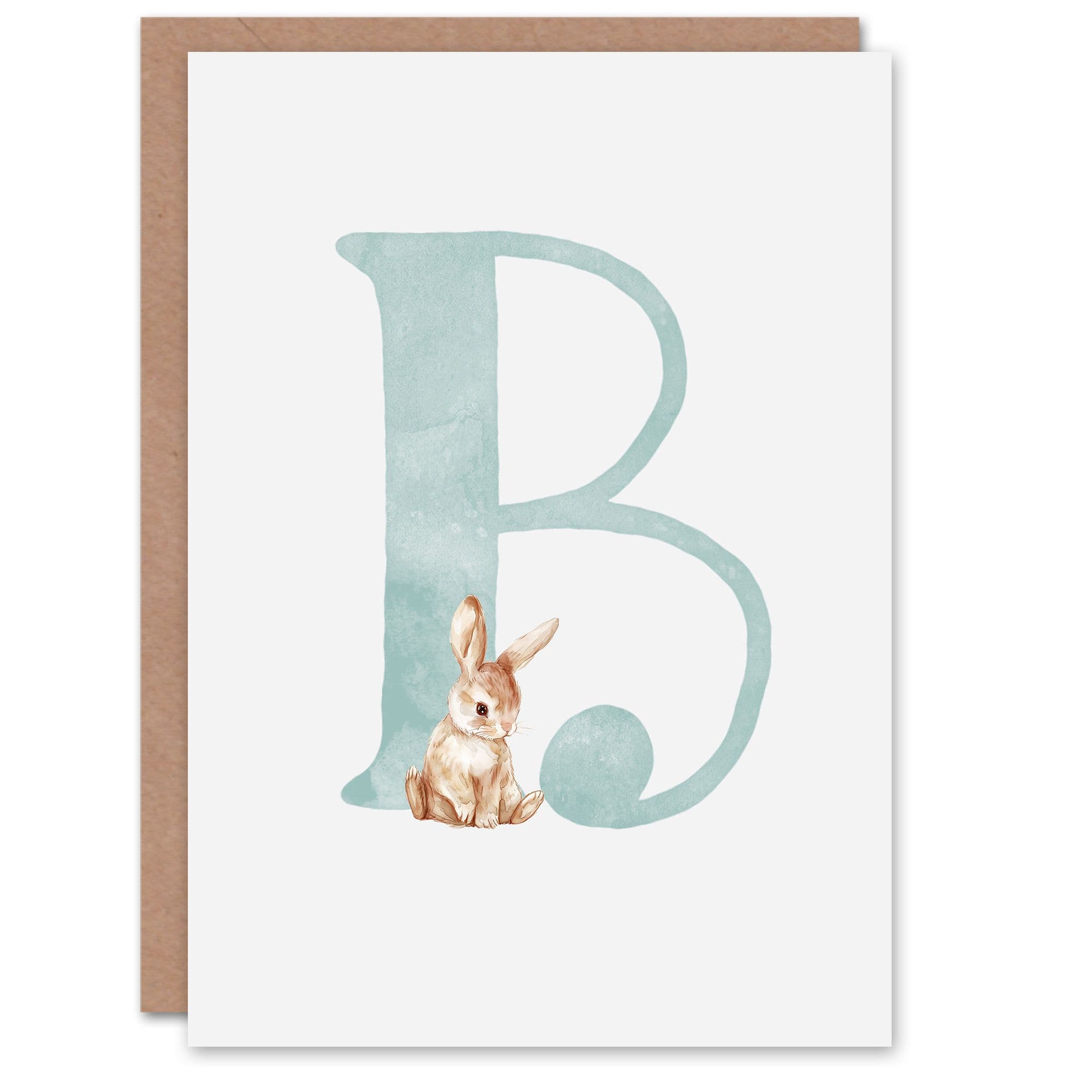 Greeting Card Bunny Rabbit Alphabet Letter B 1st Birthday