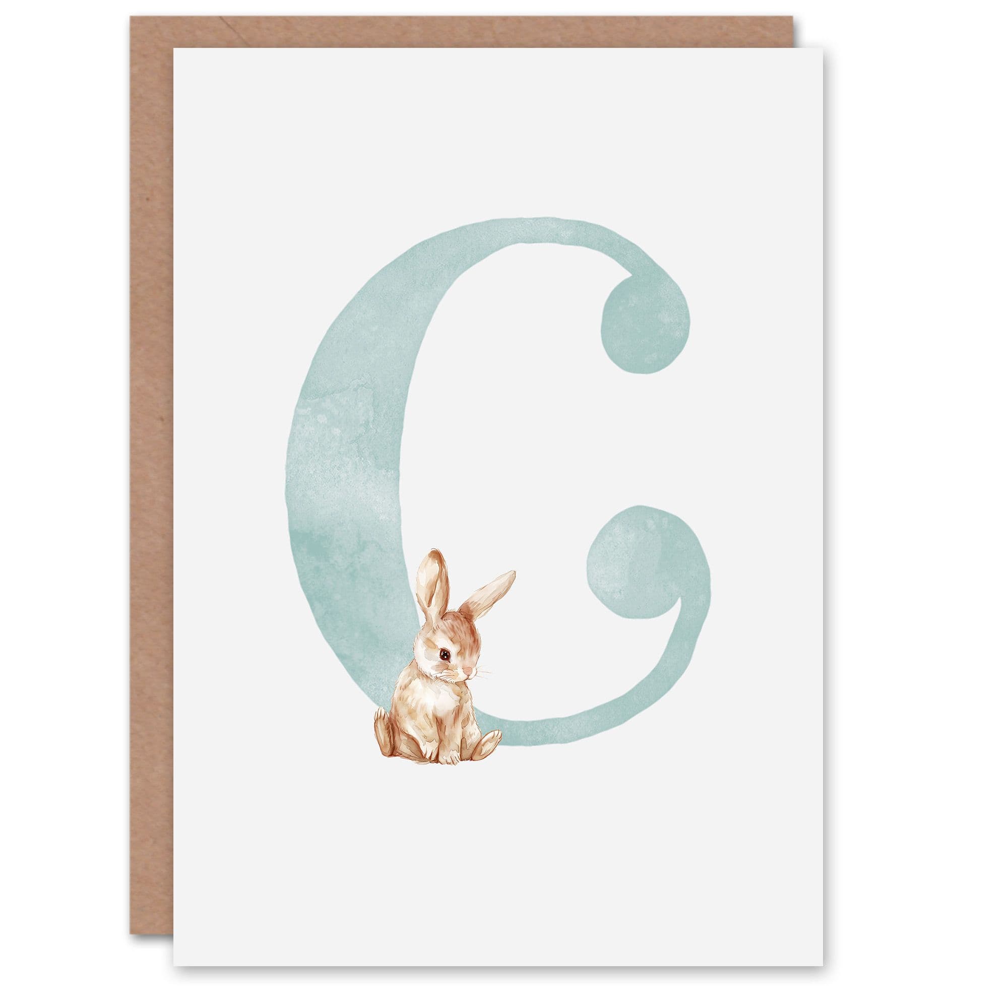 Greeting Card Bunny Rabbit Alphabet Letter C New Baby 1st Birthday