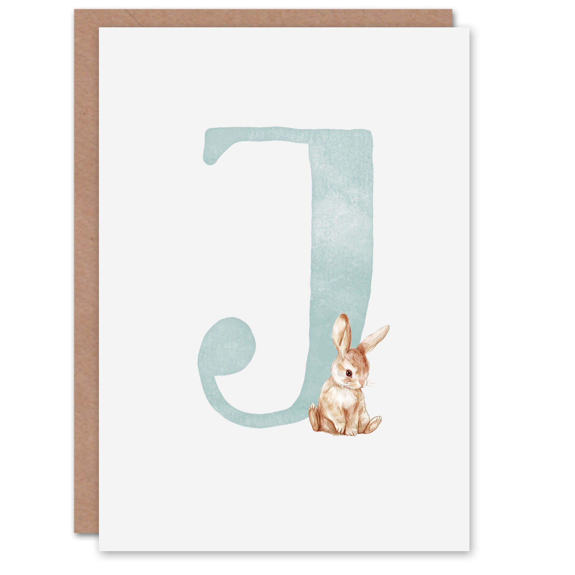Greeting Card Bunny Rabbit Alphabet Letter J New Baby 1st Birthday