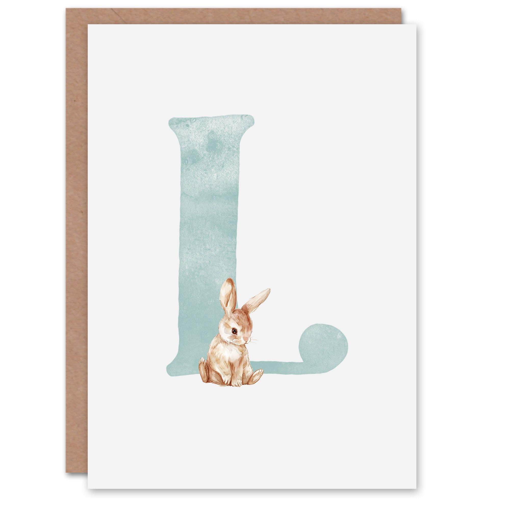 Greeting Card Bunny Rabbit Alphabet Letter L 1st Birthday