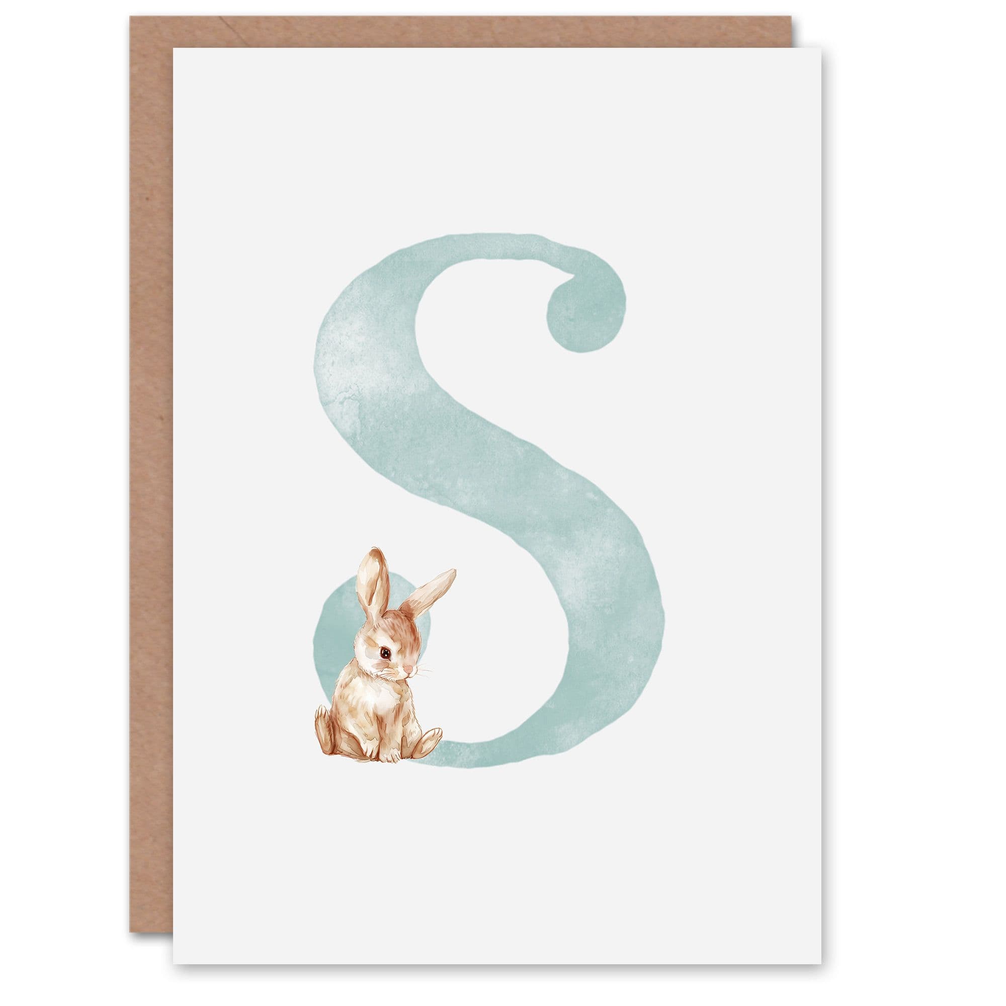 Greeting Card Bunny Rabbit Alphabet Letter S 1st Birthday