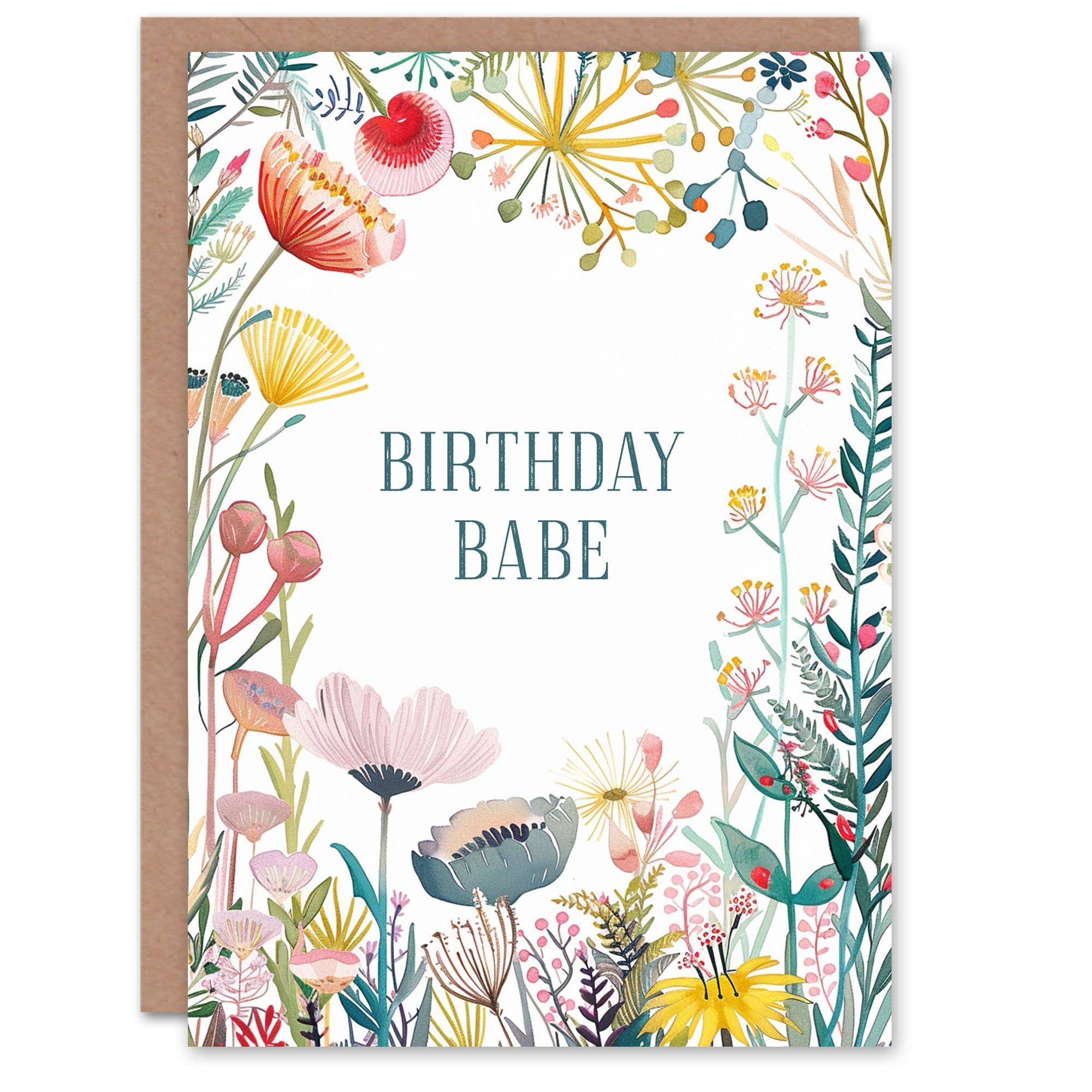 Greeting Card Birthday Babe Fun Sweet Floral Flowers Birthday
