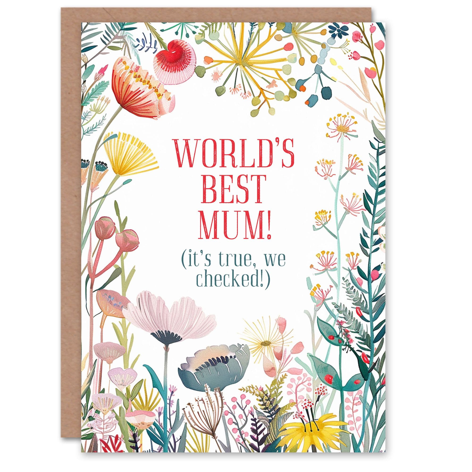 Greeting Card World's Best Mum Sweet Funny Floral Flowers Birthday