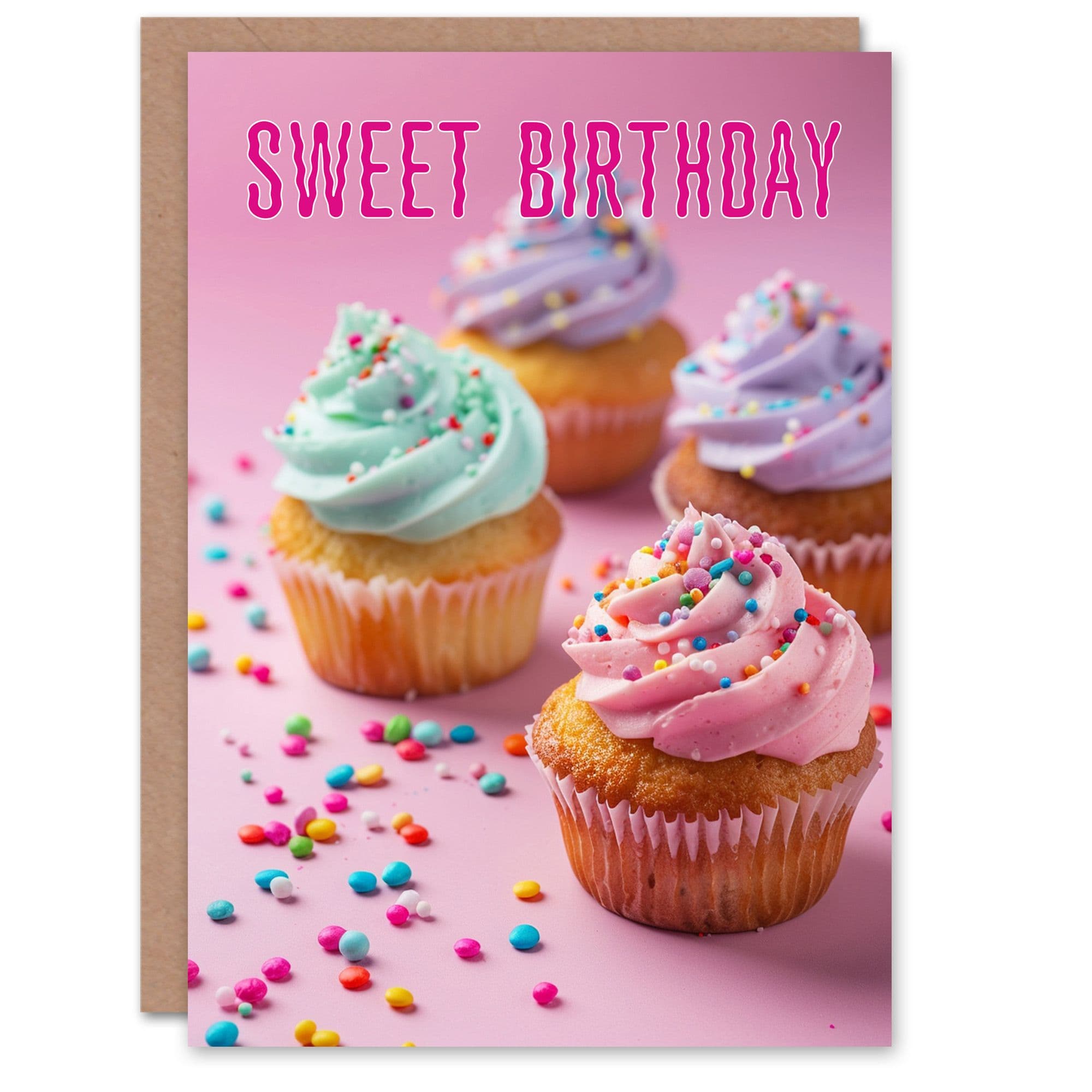 Sweet Cupcakes Sprinkle Frosting Delight Birthday Card