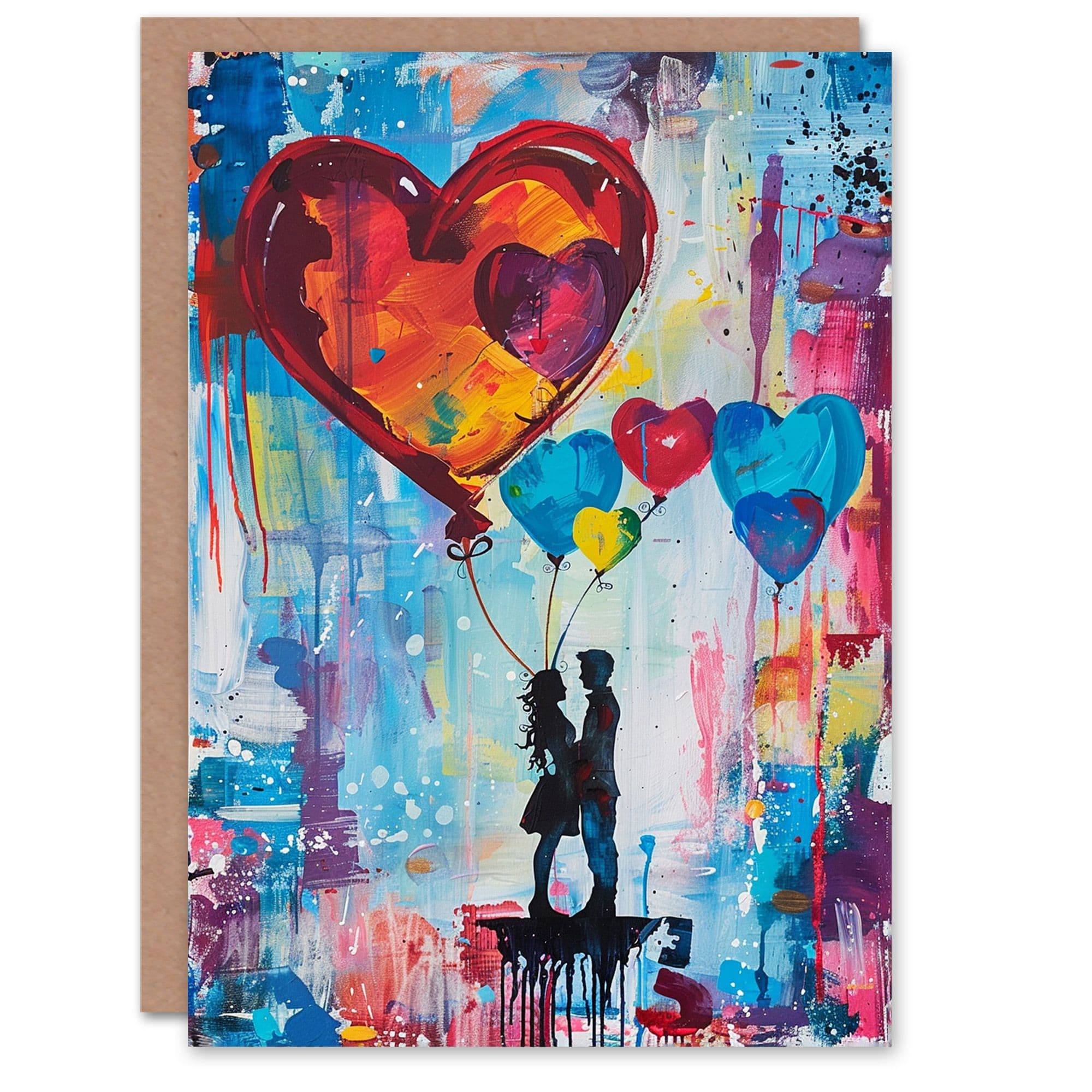 Couple Love Romance Heart Balloon Bundle Valentines Day Card
