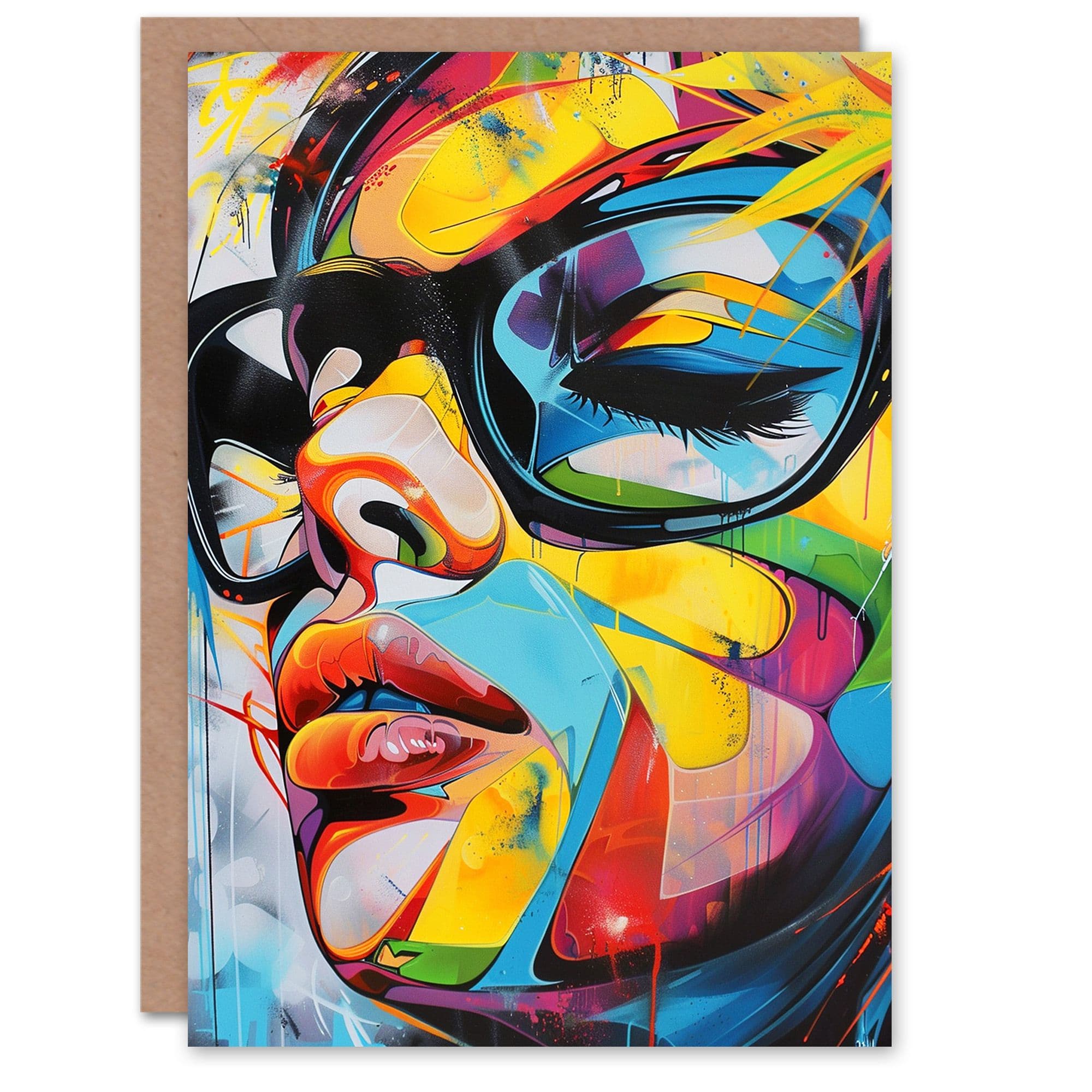 Artery8 Women's Summer Heat Sunglasses Portrait Vibrant Graffiti Birthday Card