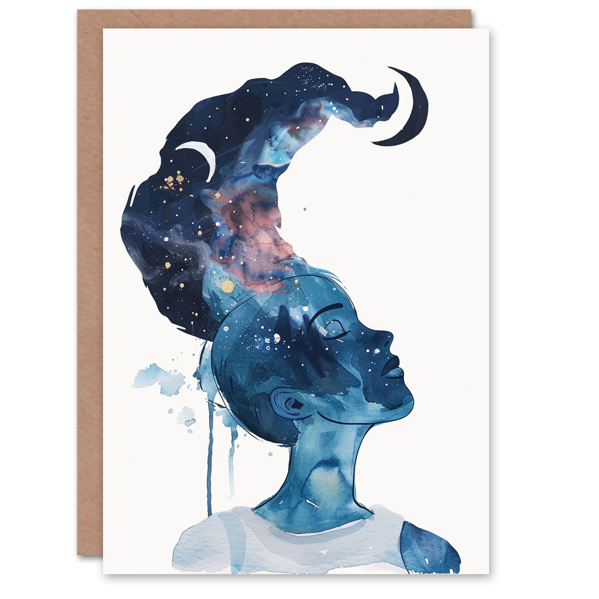 Astral Spiritual Dream Watercolour Conceptual Art Birthday Card