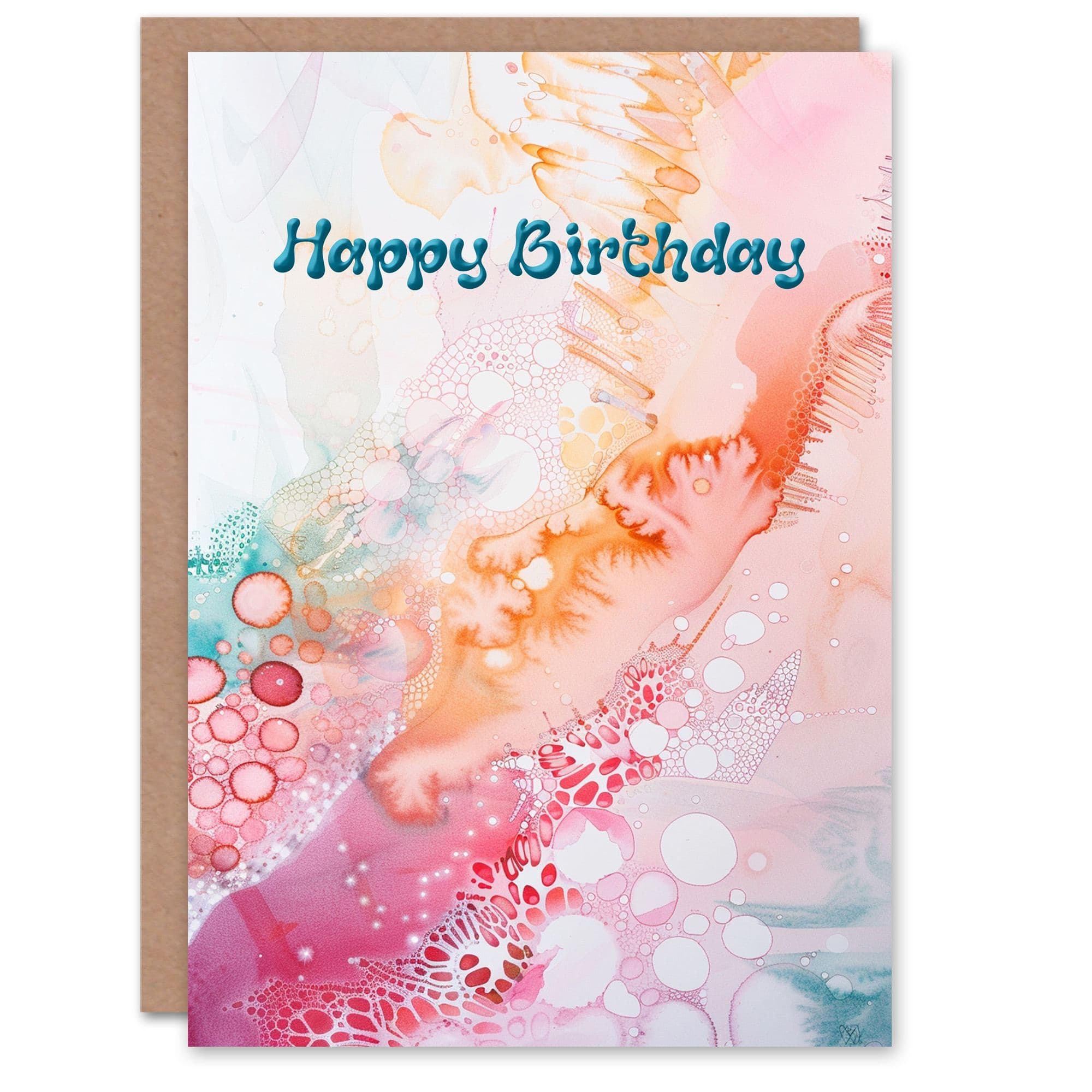 Abstract Pattern Folk Art Soft Pastel Watercolour Birthday Card