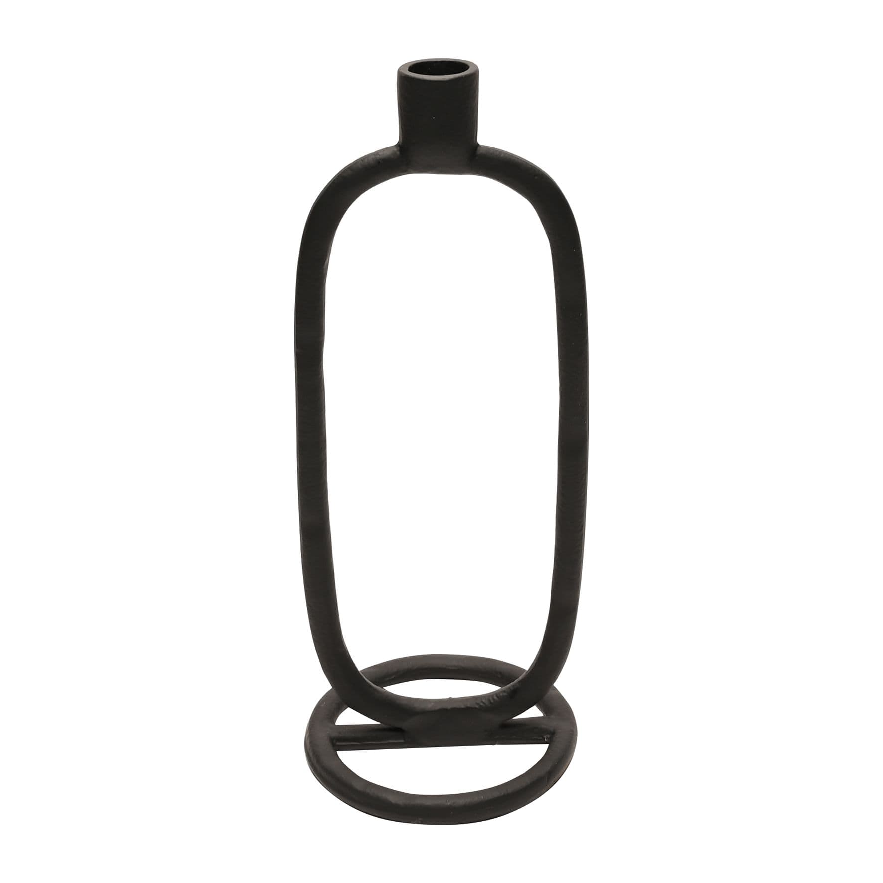 Oval Metal Candlestick Holder - Black