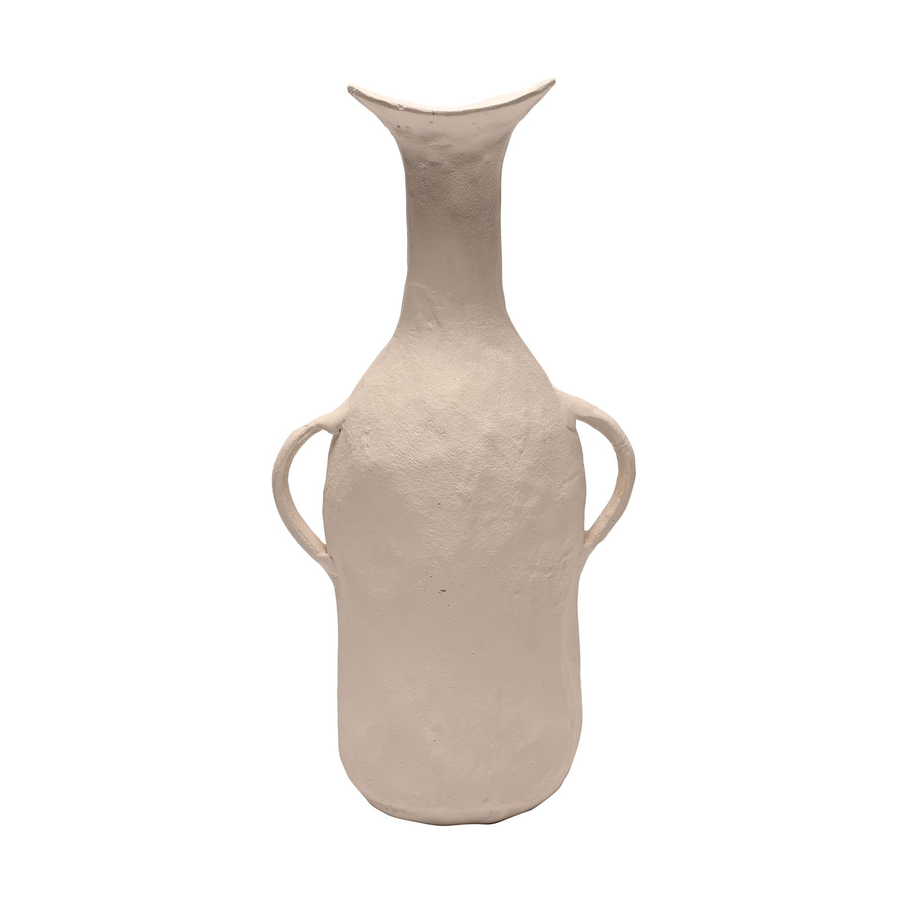 Tapered Metal Vase with Handles - White