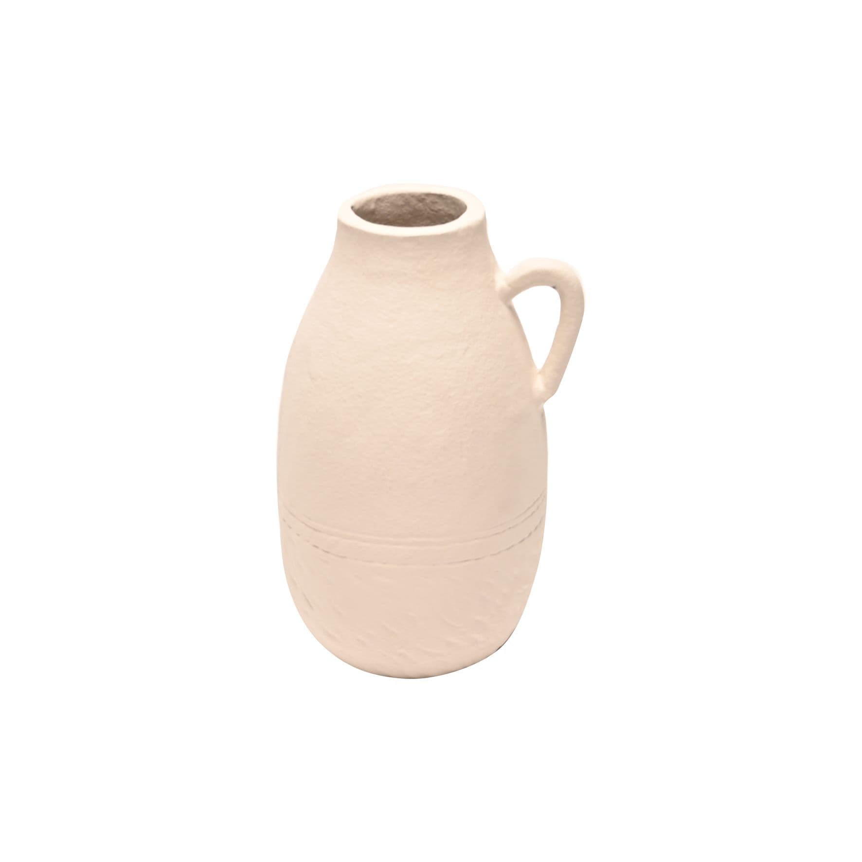 Metal Jug Vase - White