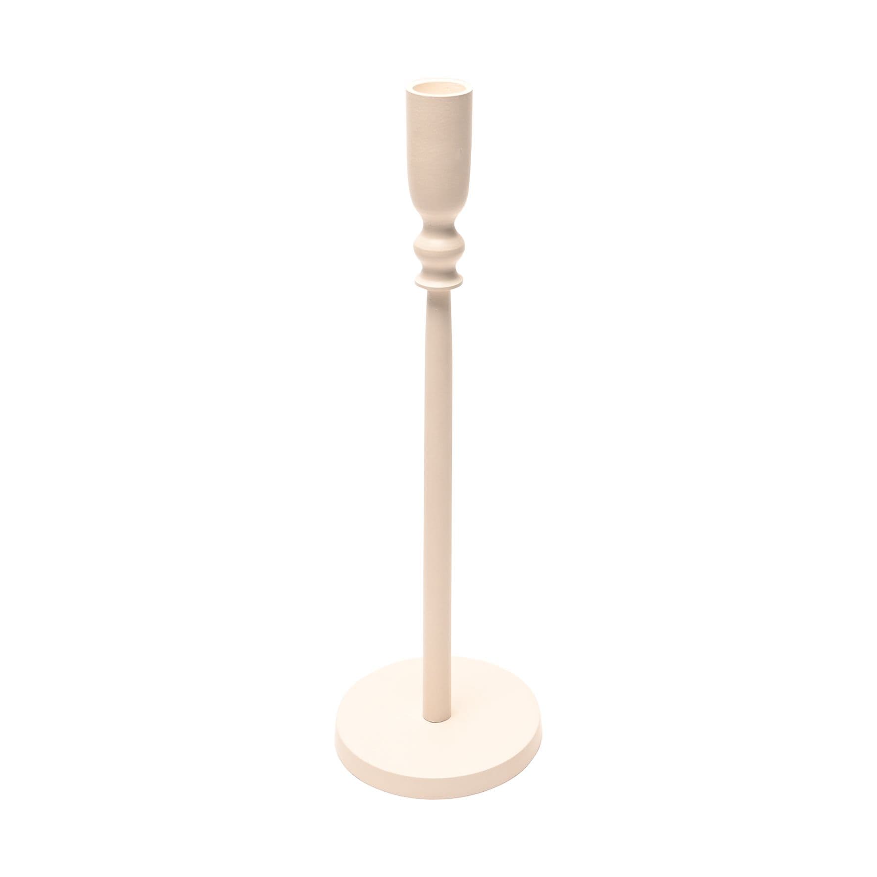 Slim Metal Candlestick Holder - White