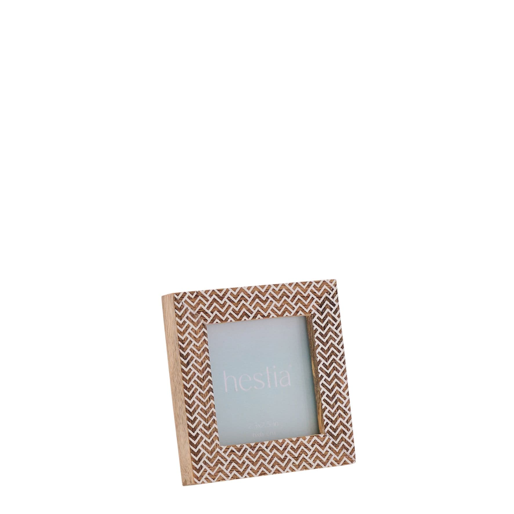 Chevron Stamped Carved Wood Photo Frame 2.5" x 2.5"