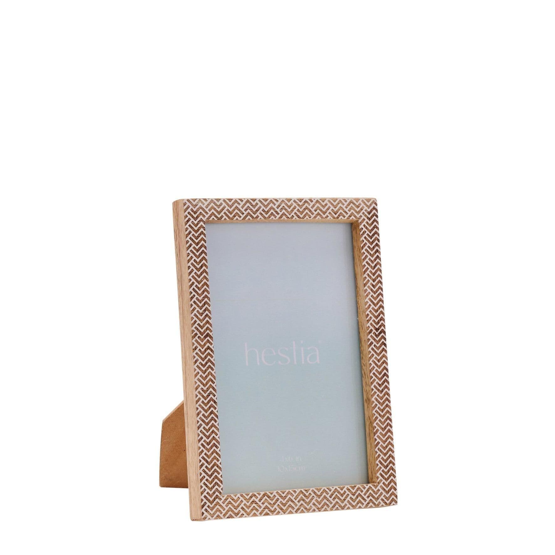 Chevron Stamped Carved Wood Photo Frame 4" x 6"