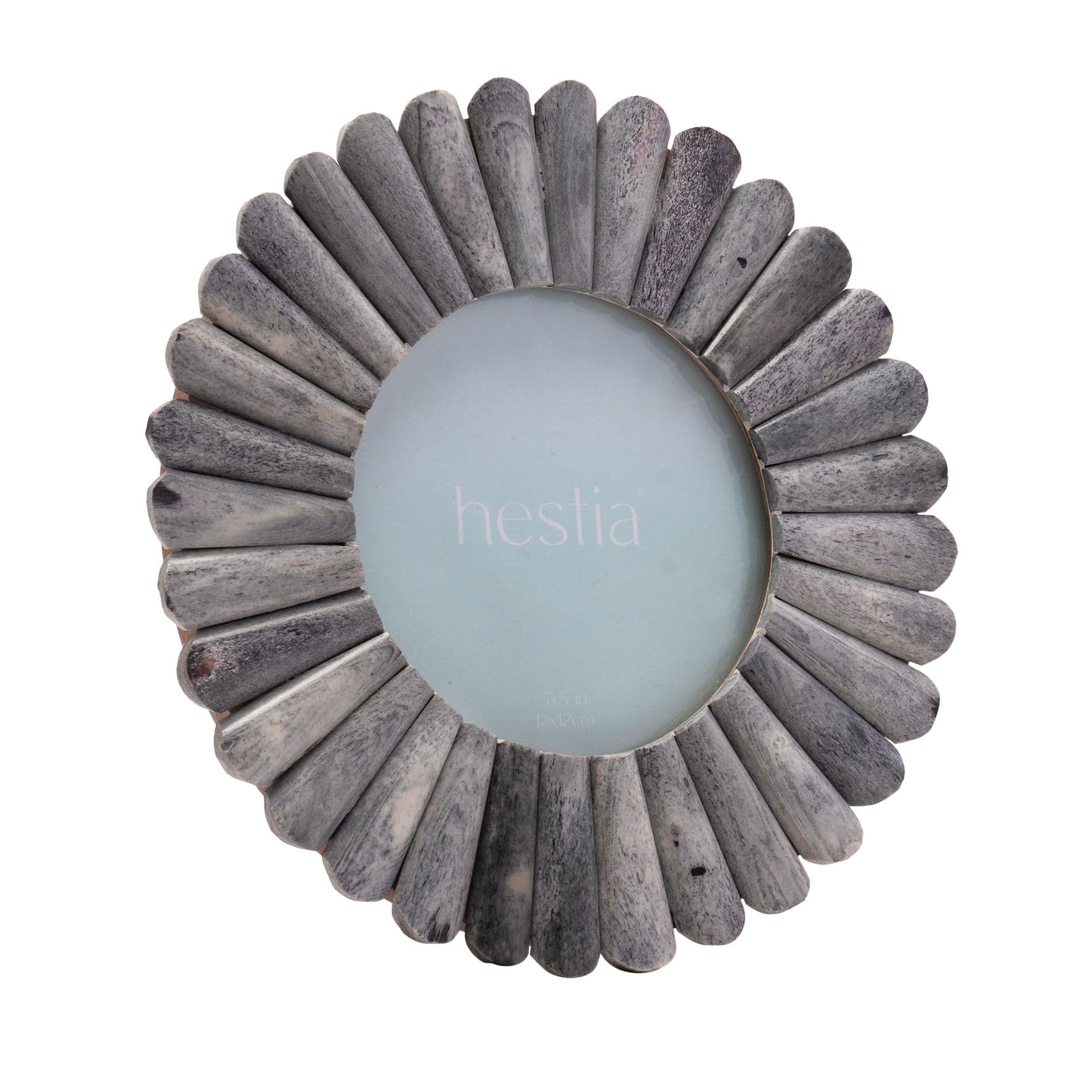 Round Grey Petal Bone Photo Frame 5" Diameter