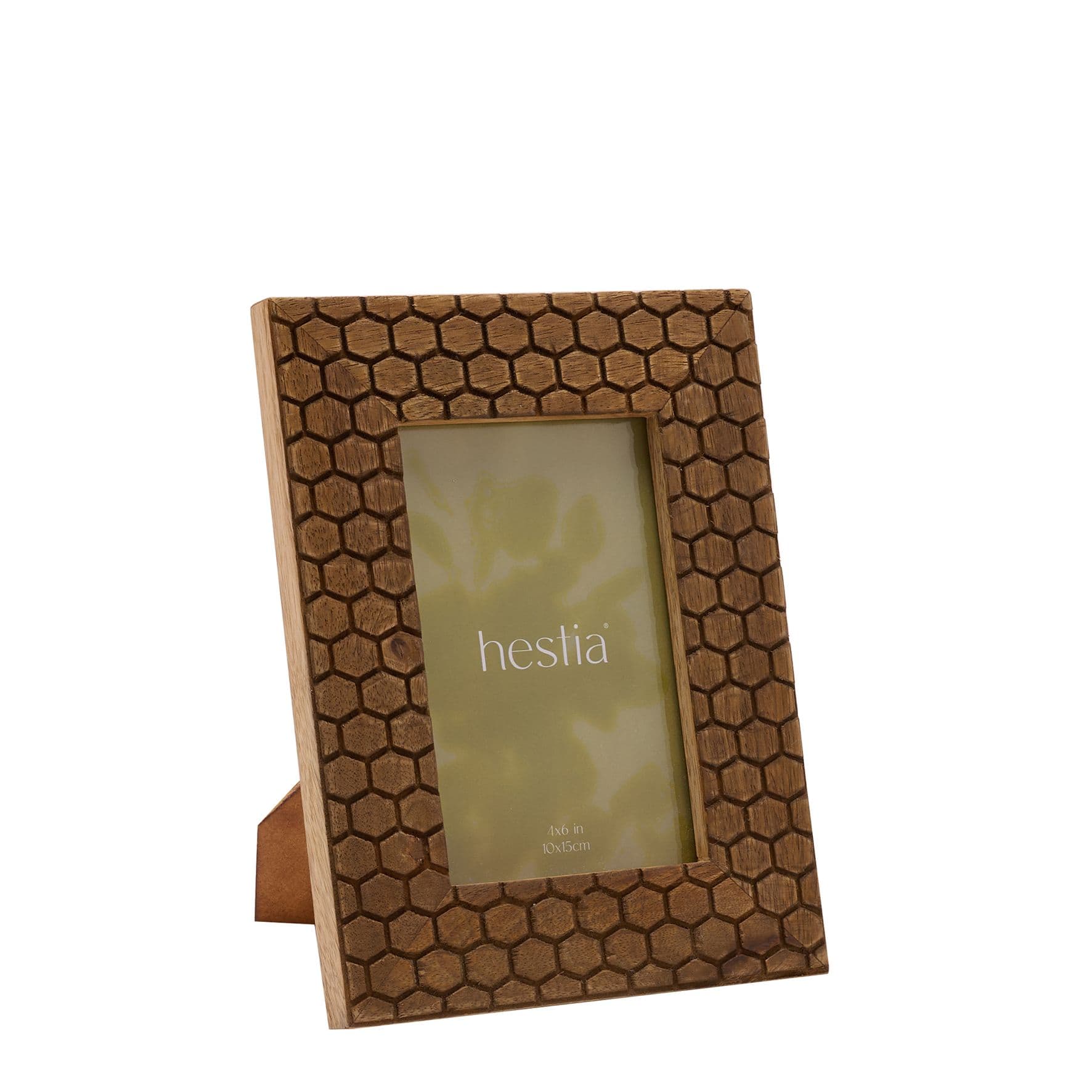 Honeycomb Carved Wood Photo Frame 4" x 6"