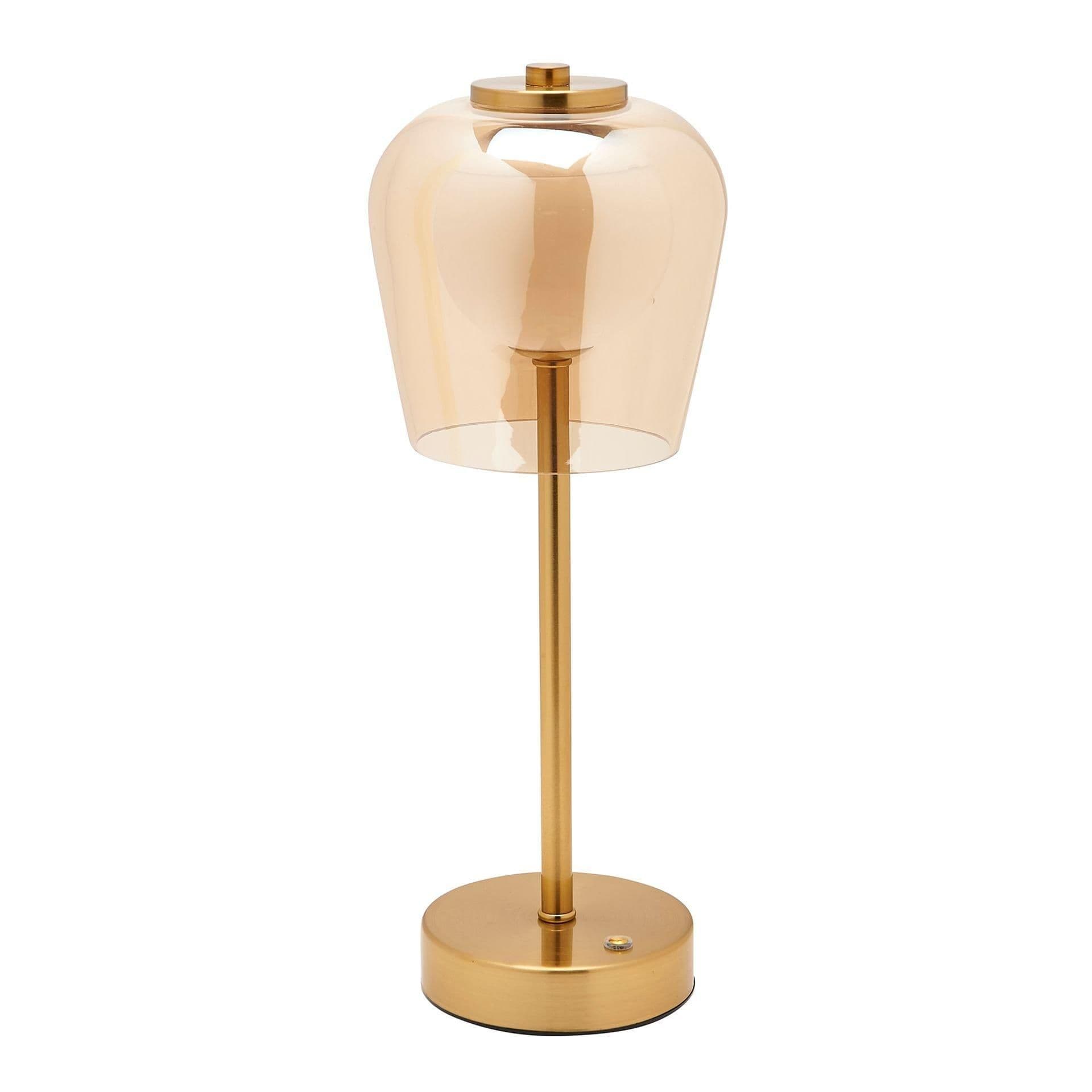 Bronze USB LED Touch Table Lamp - Glass Shade