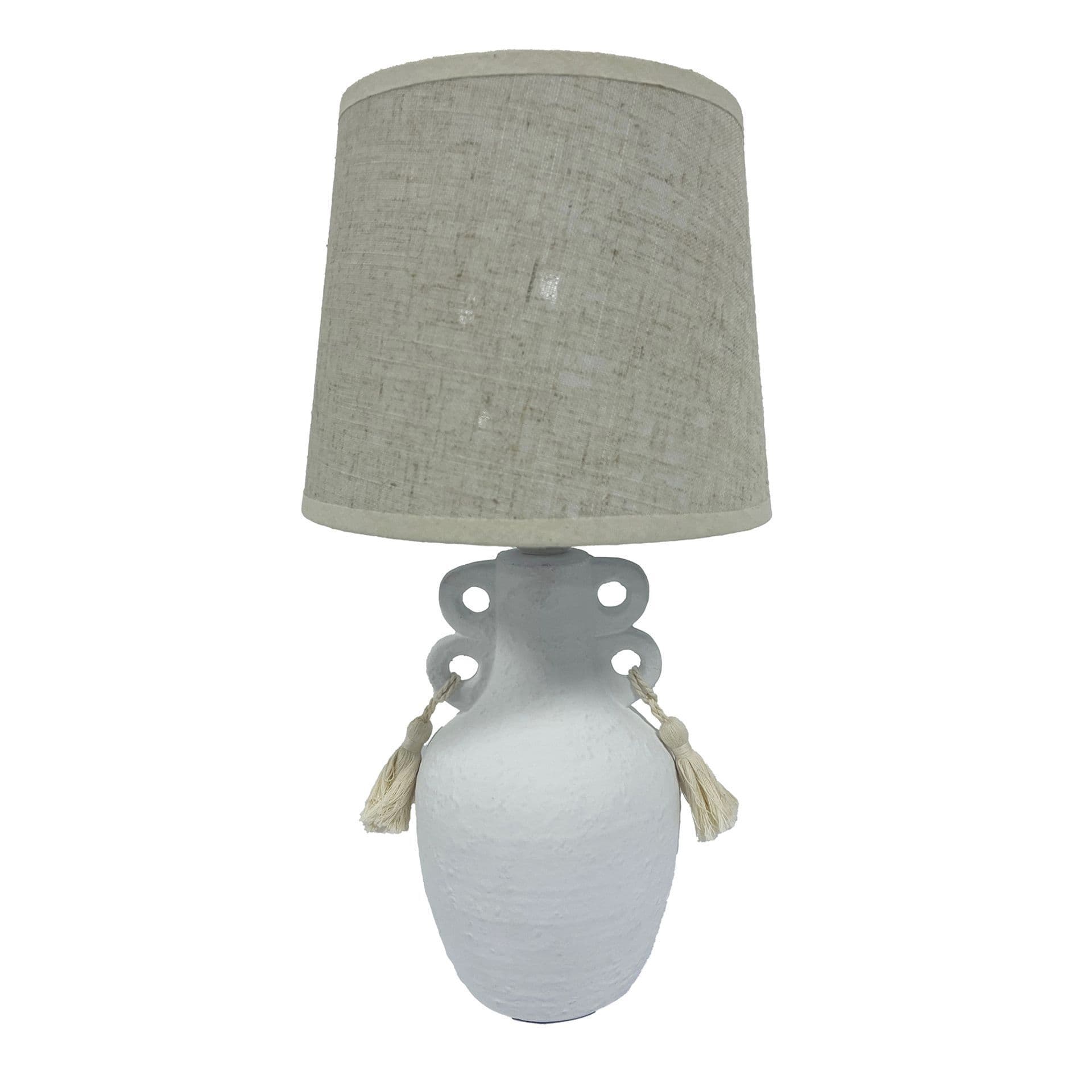 Stone Finish Vase Lamp with Tassels - 36cm