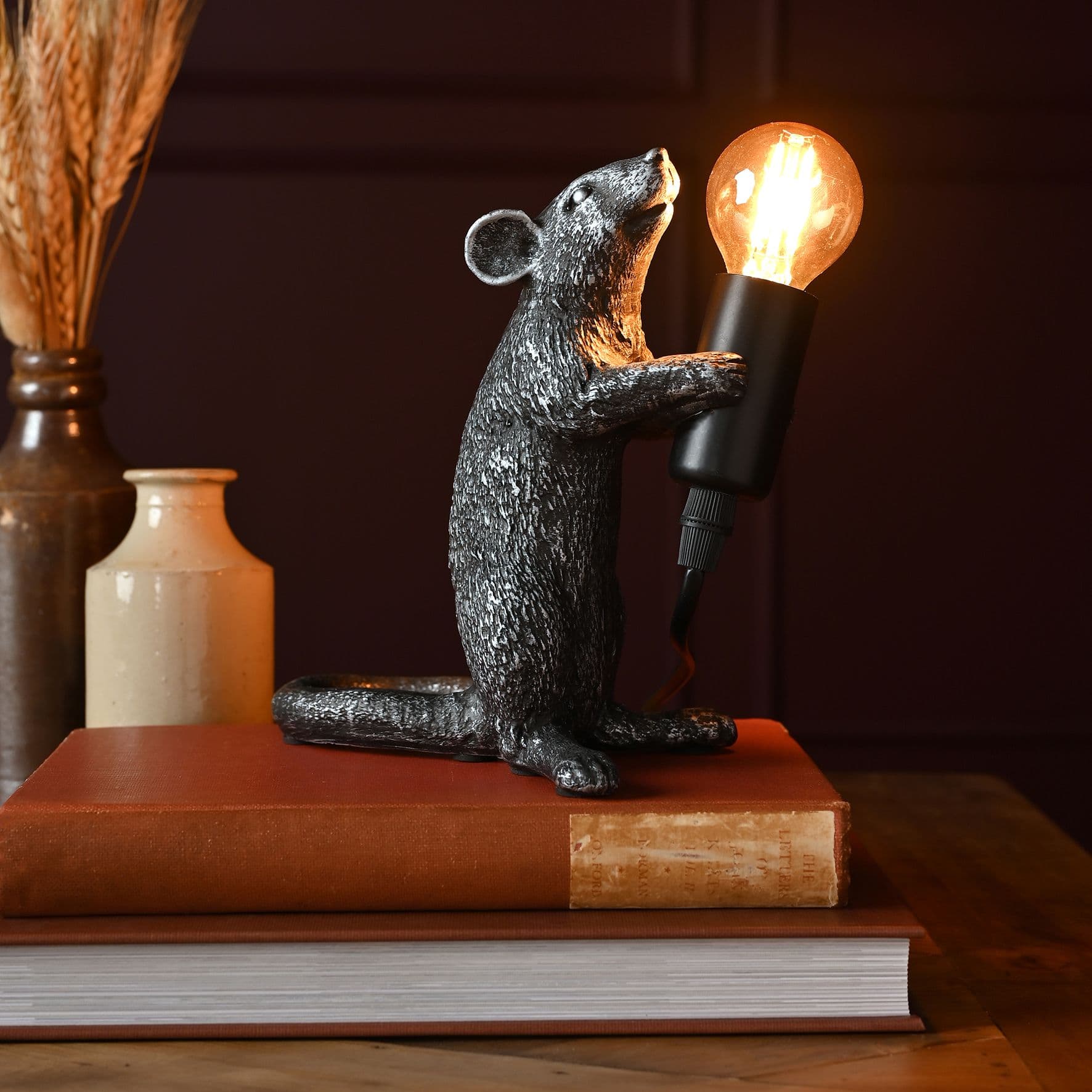 Mouse with Bulb Lamp - 18cm