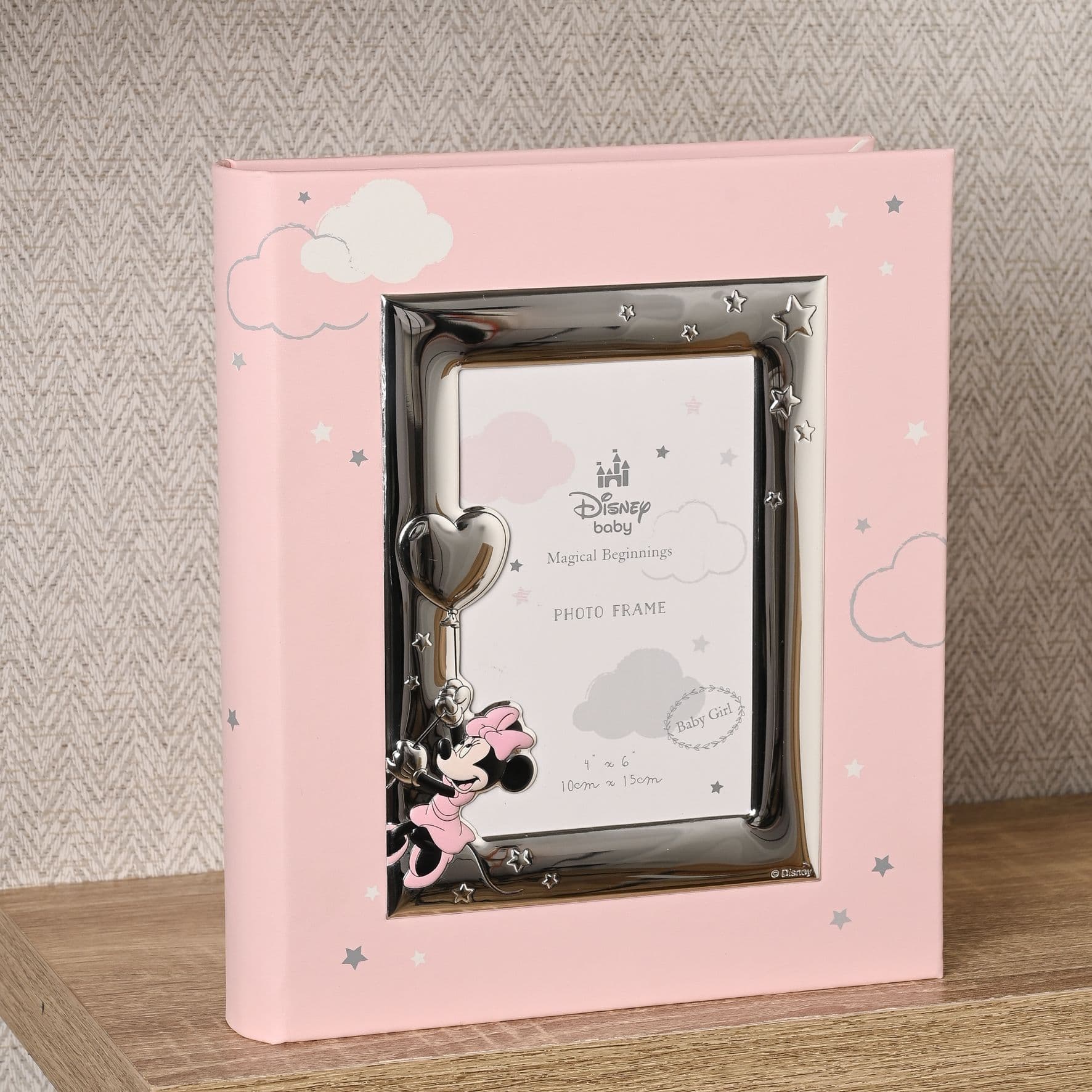 Minnie Mouse Silver Plated Album Frame 8x10" Faux Leather Light