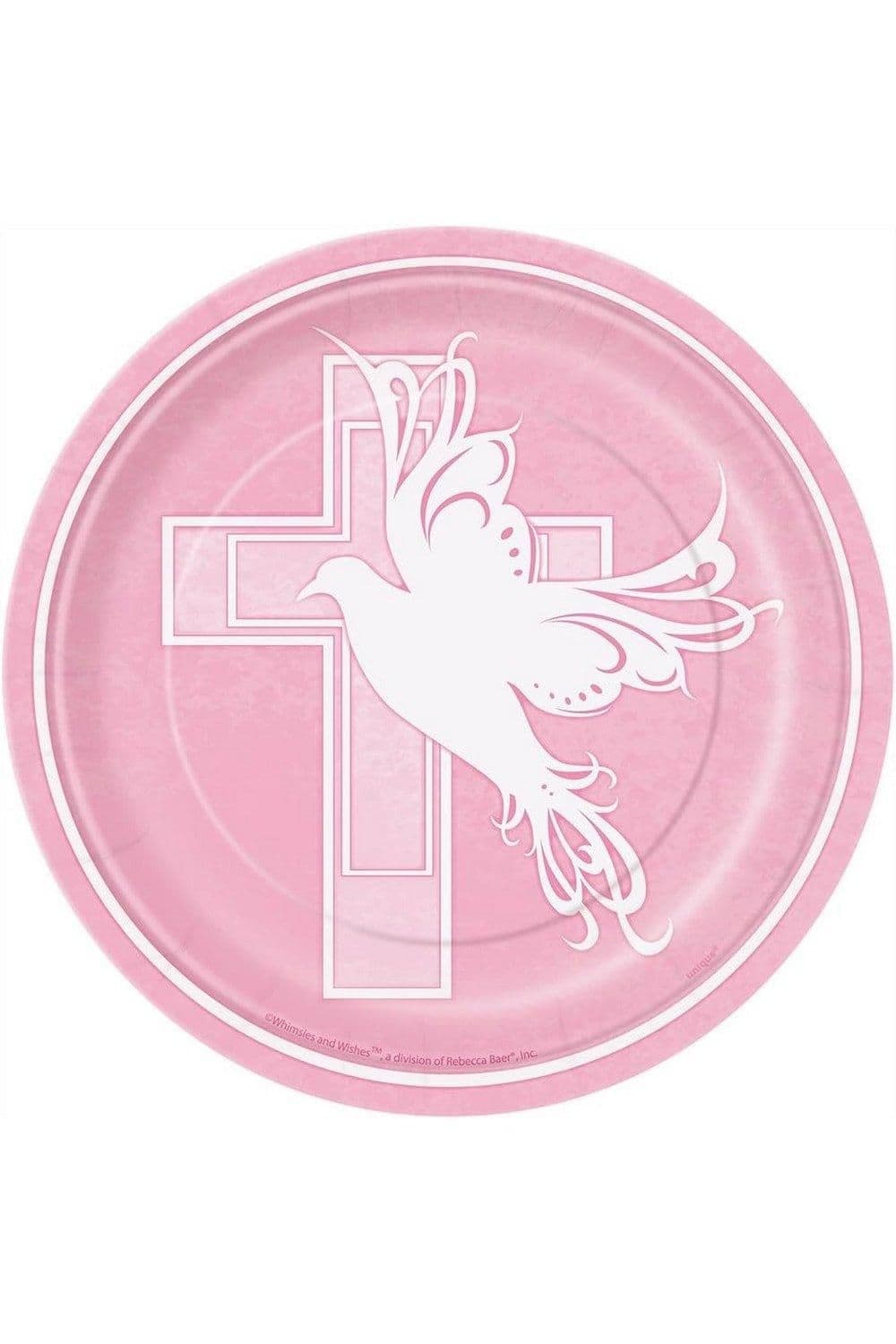 Paper Dove Cross Christening Plates